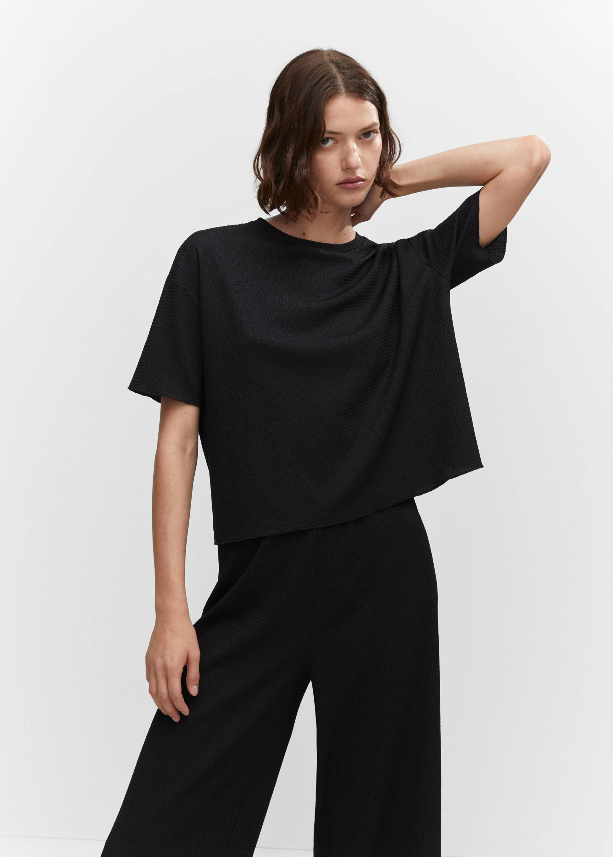 Texturiertes Oversized-T-Shirt - Mittlere Ansicht