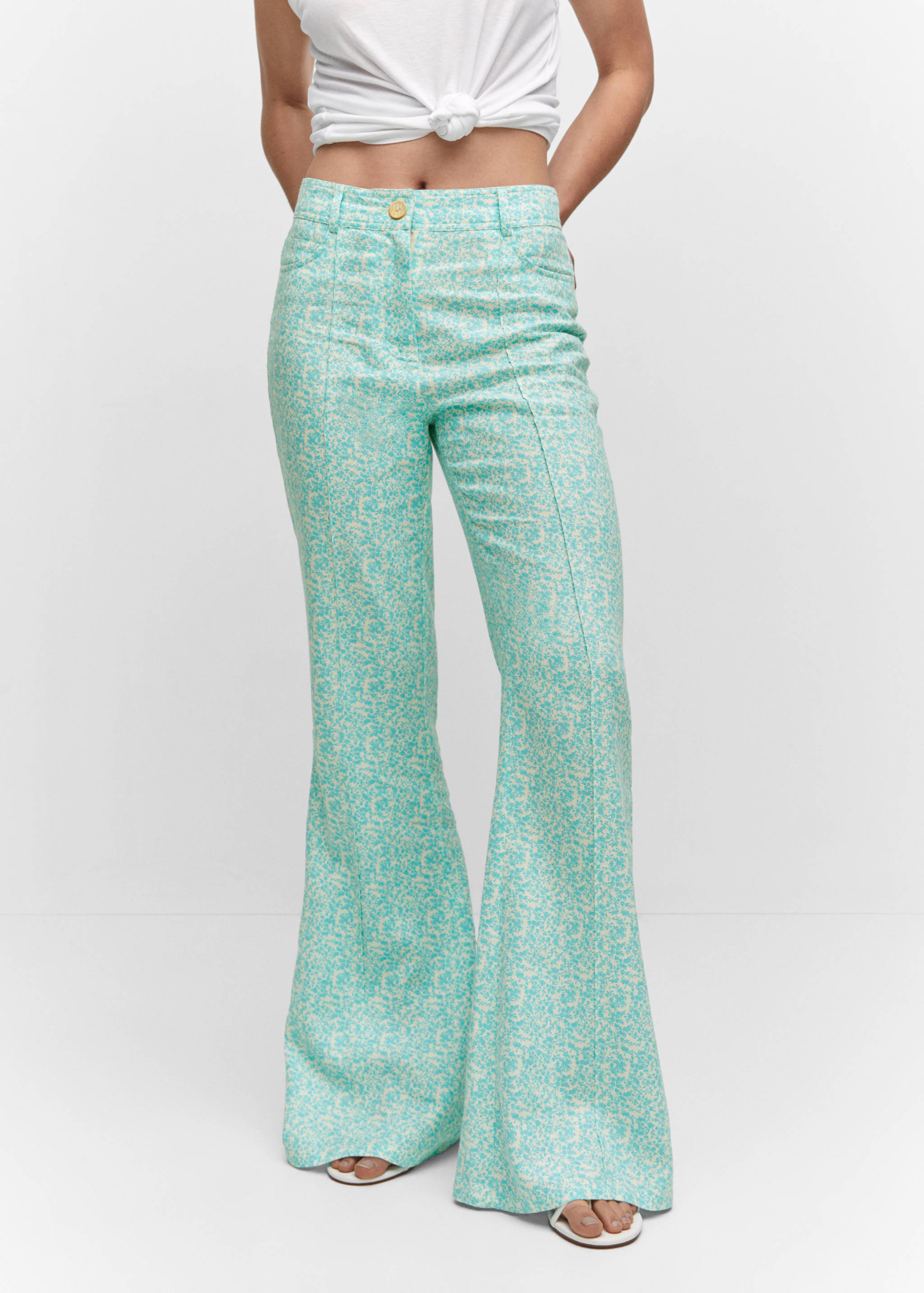 Pantalon lin fleurs - Plan moyen