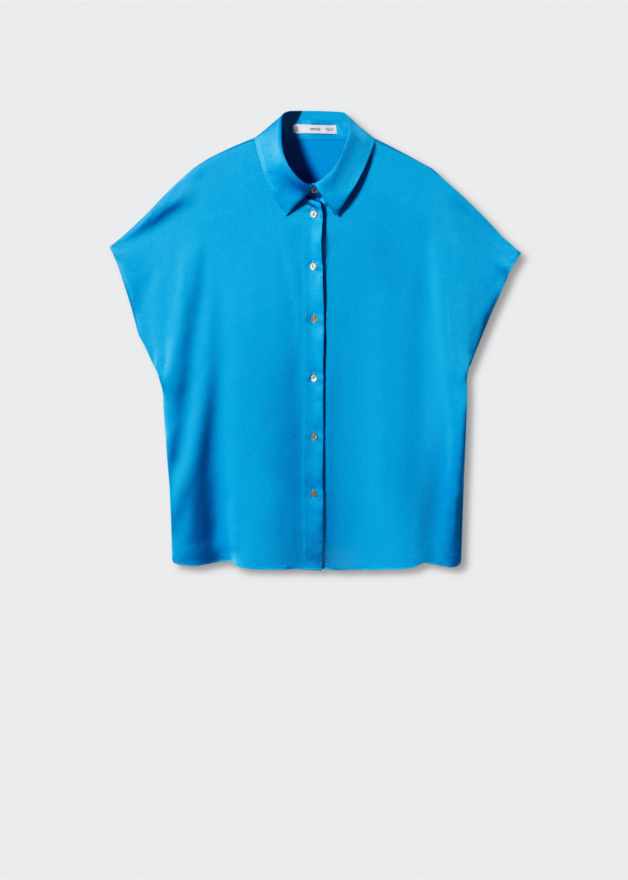 Short-sleeve button-down shirt - Article without model, Blue. Ref: 57062888-00.