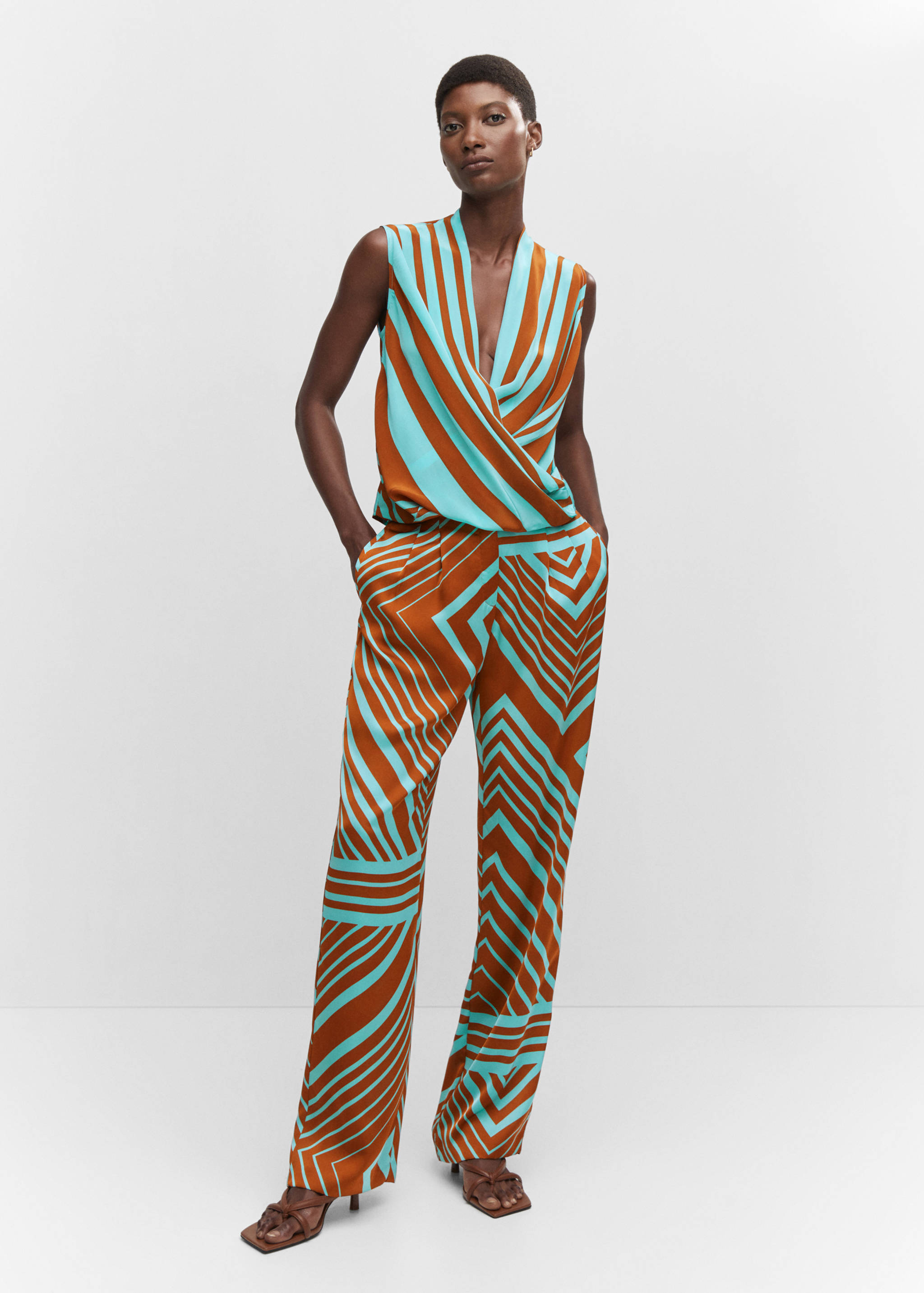 Striped wrap blouse - General plane