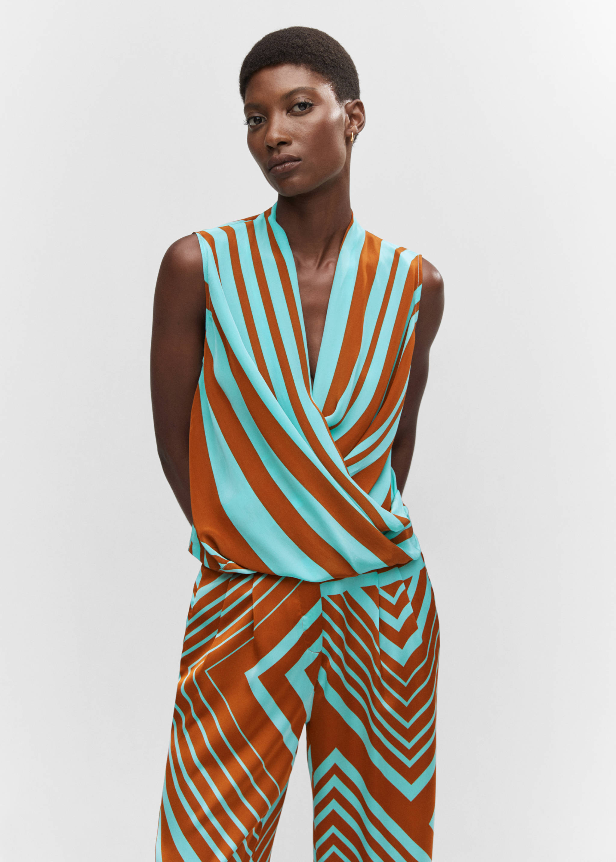 Striped wrap blouse - Medium plane