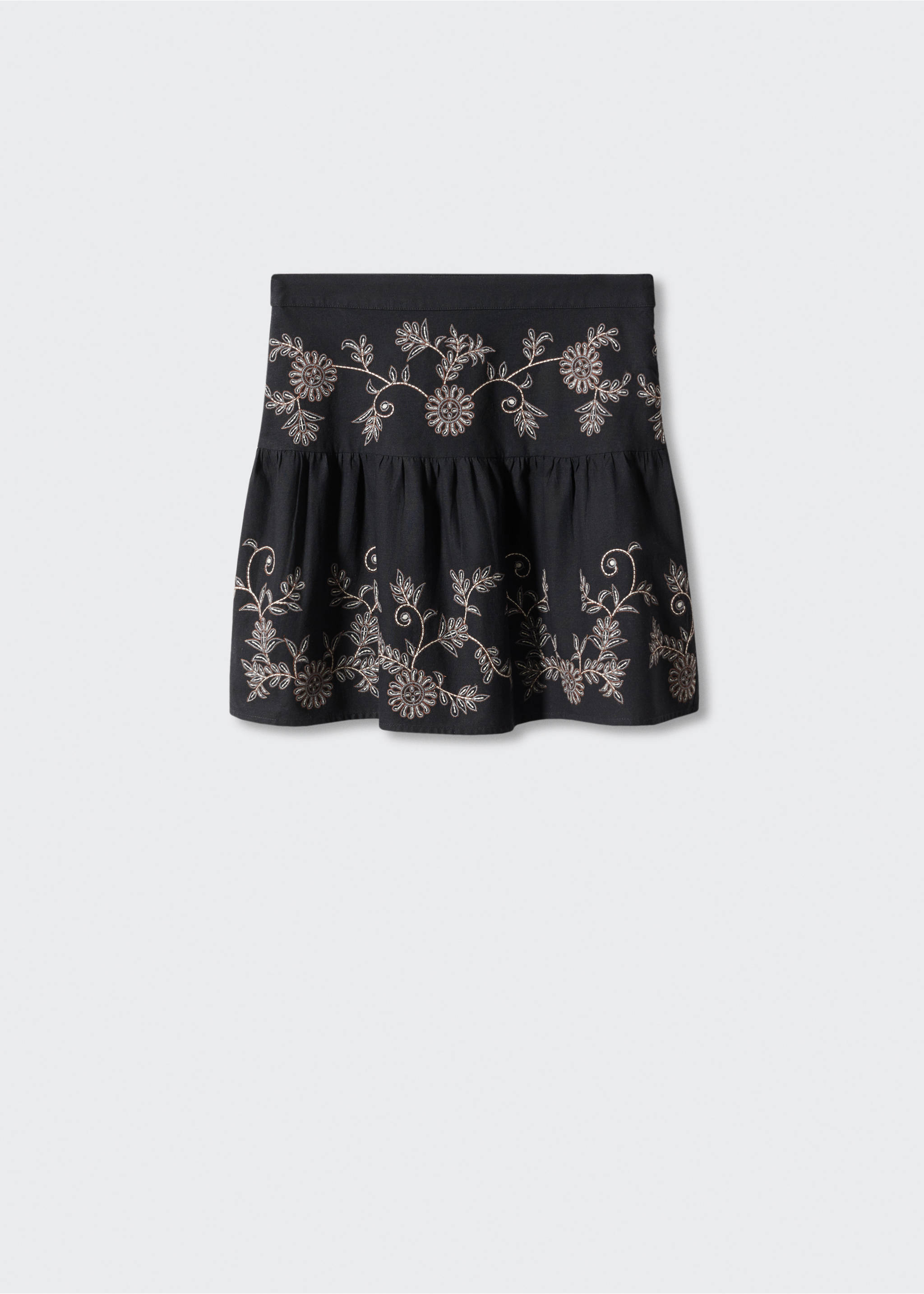 Embroidered cotton skirt - Article without model, Black. Ref: 57062890-00.