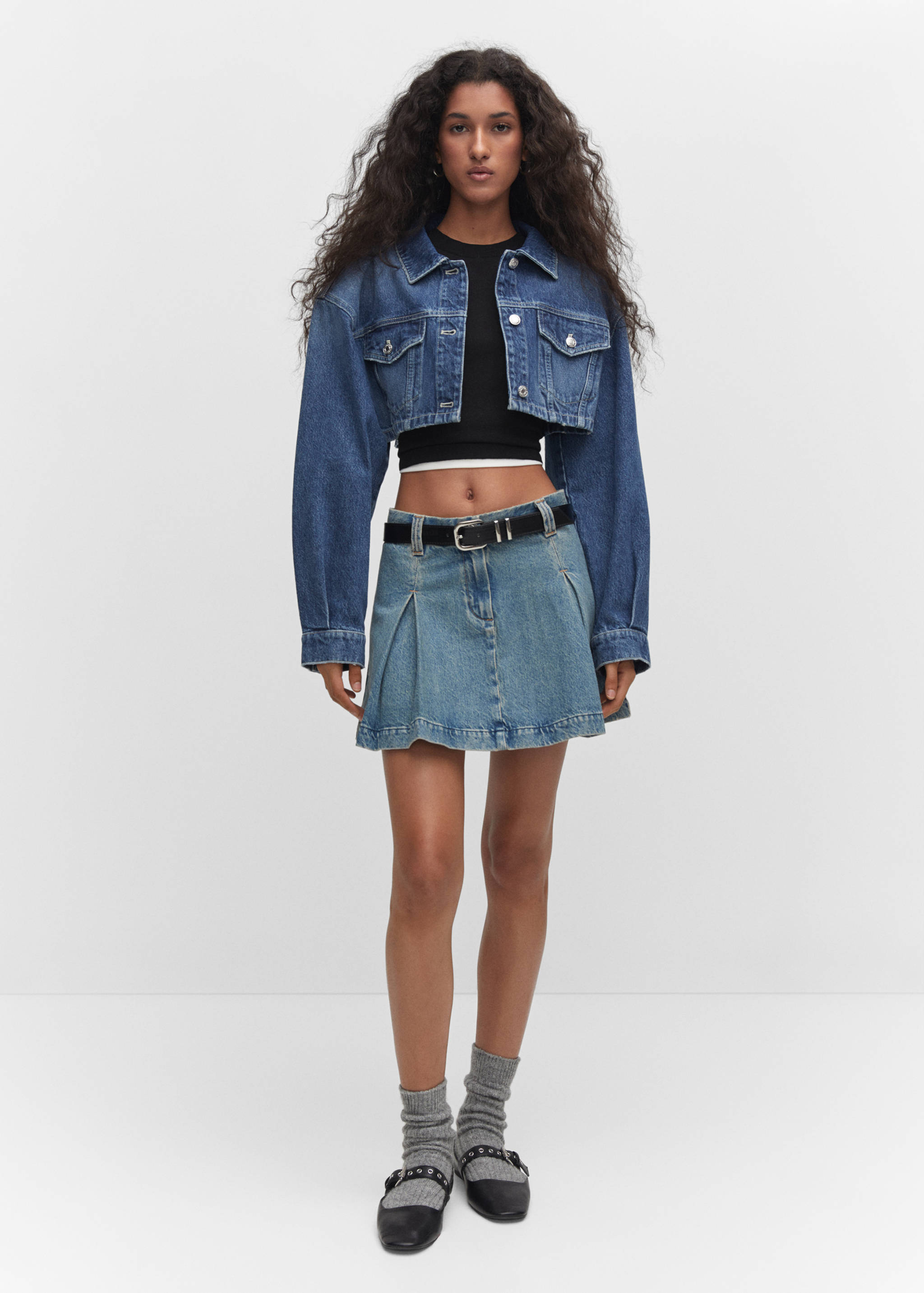 Cropped denim jacket - General plane