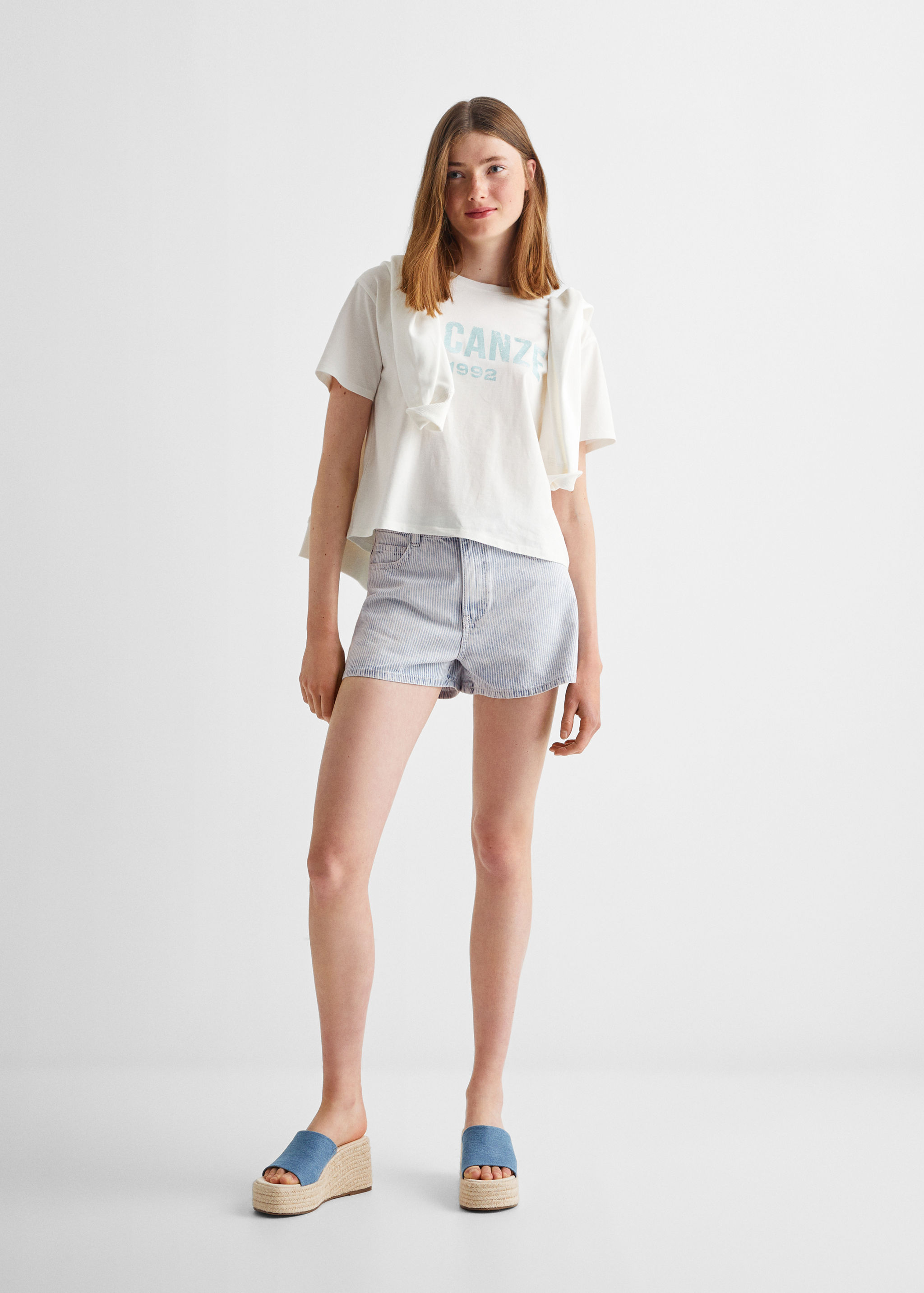 Shorts ratlles cotó - Pla general