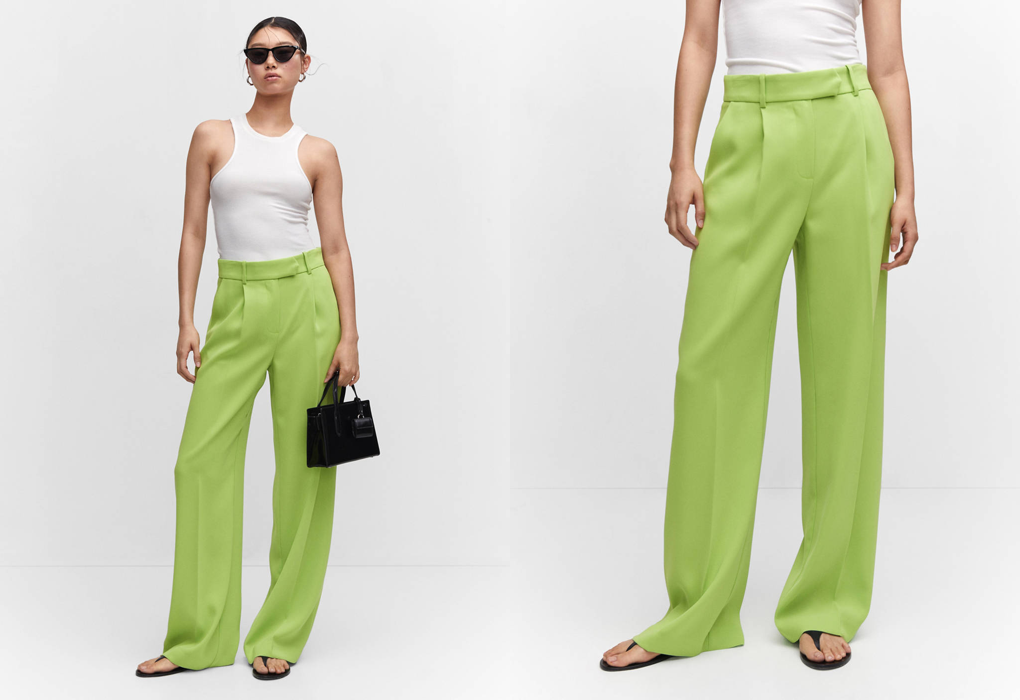 Wide leg pleated trousers - Panoramic plane