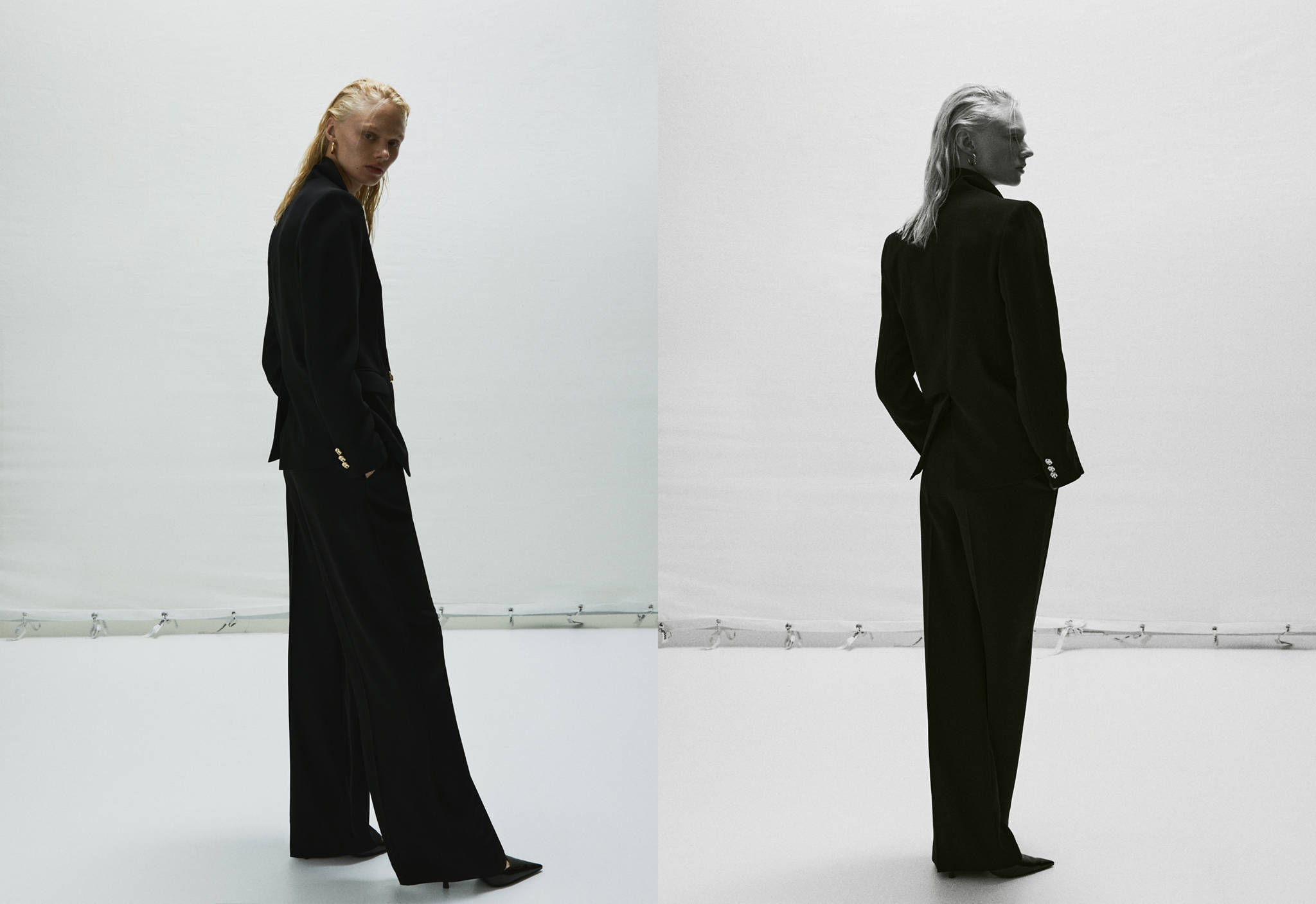 Wide leg pleated trousers - Panoramic plane