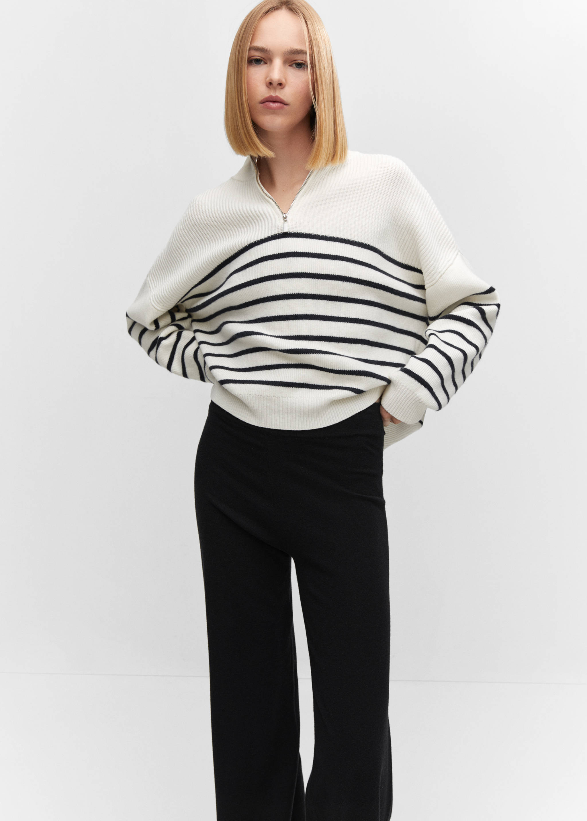 Fine-knit wideleg trousers - Medium plane