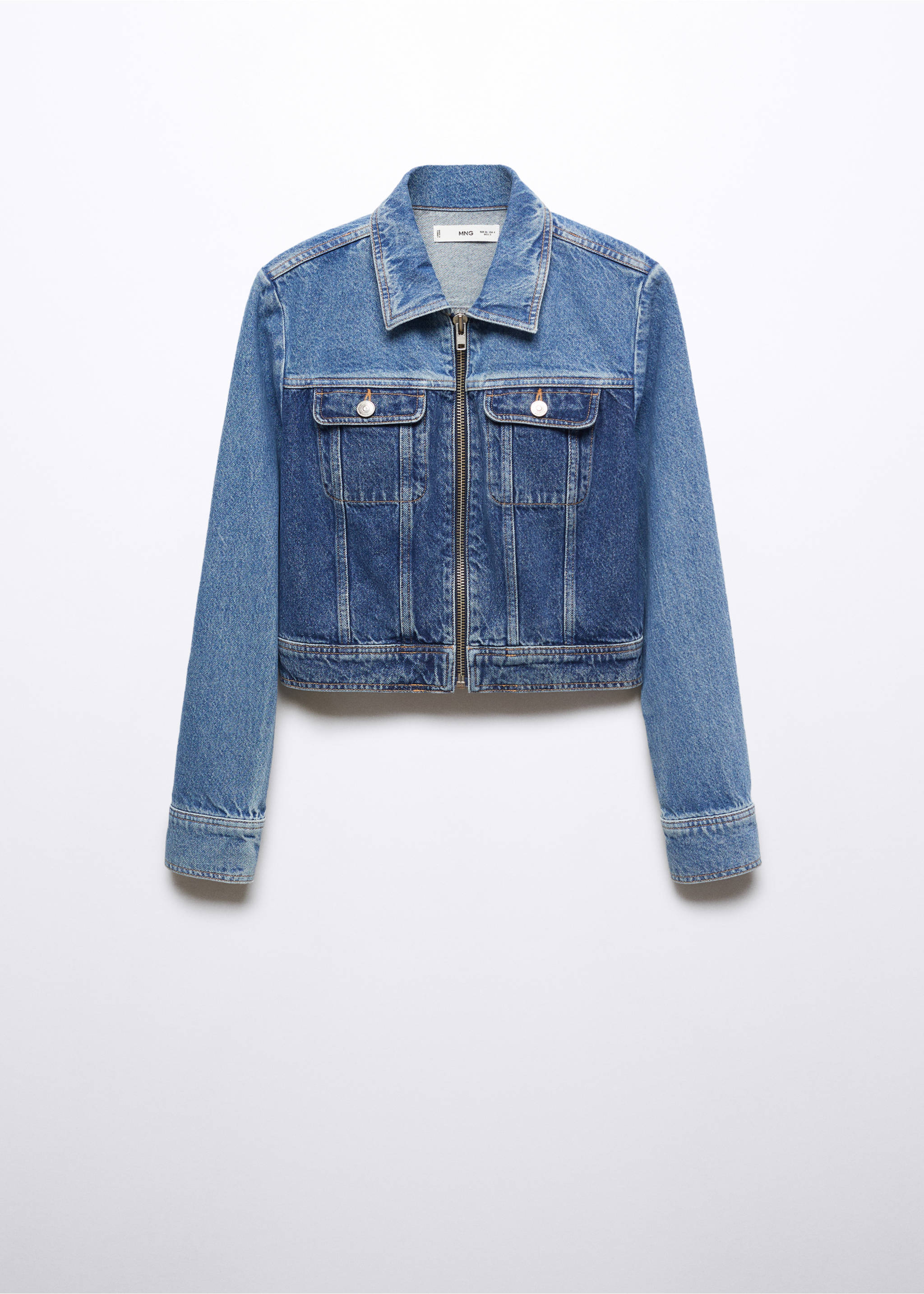Contrast denim jacket - Article without model, Medium Blue. Ref: 57063813-00.