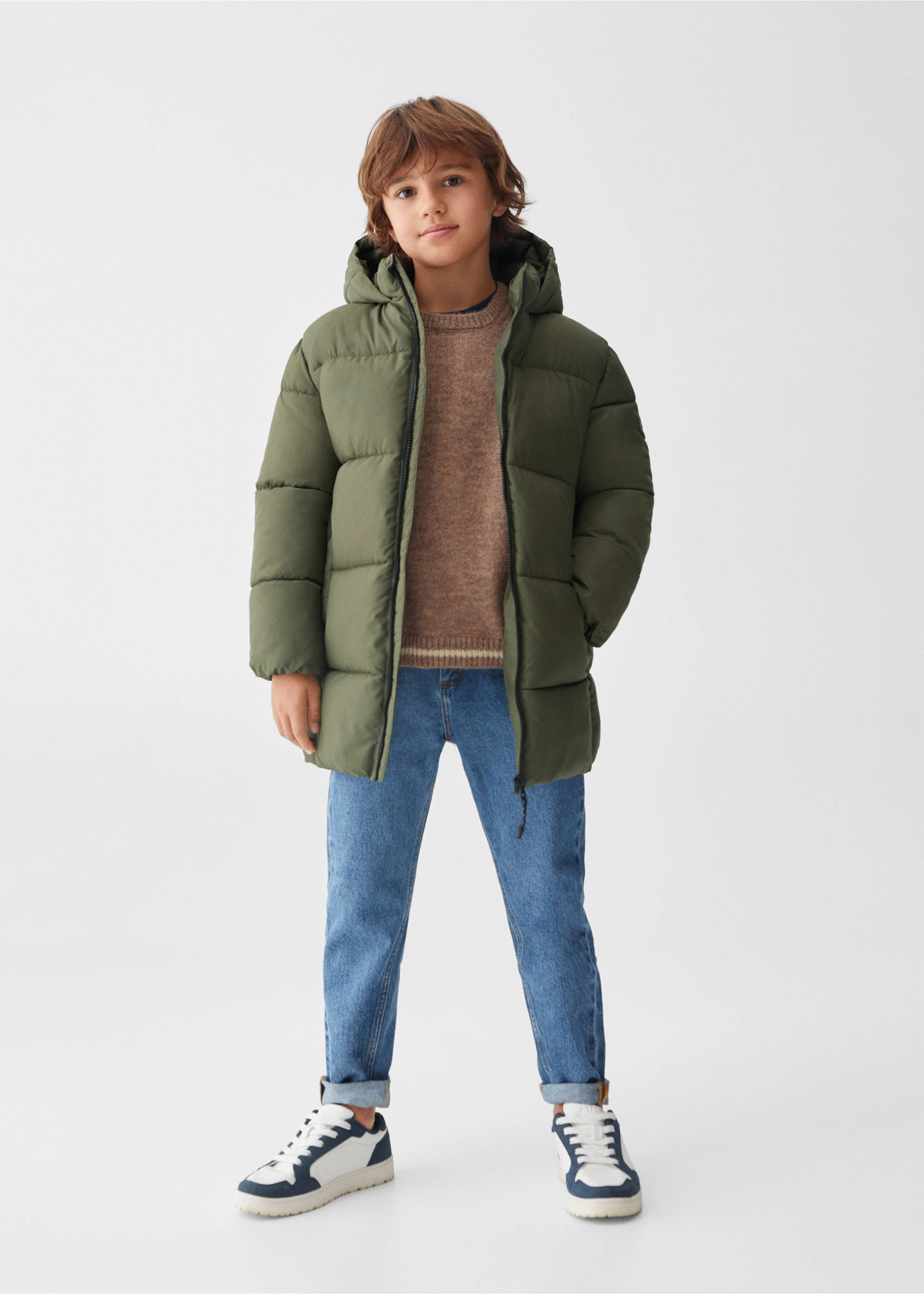 Quilted long coat - General plane, Khaki. Ref: 57064004-00.