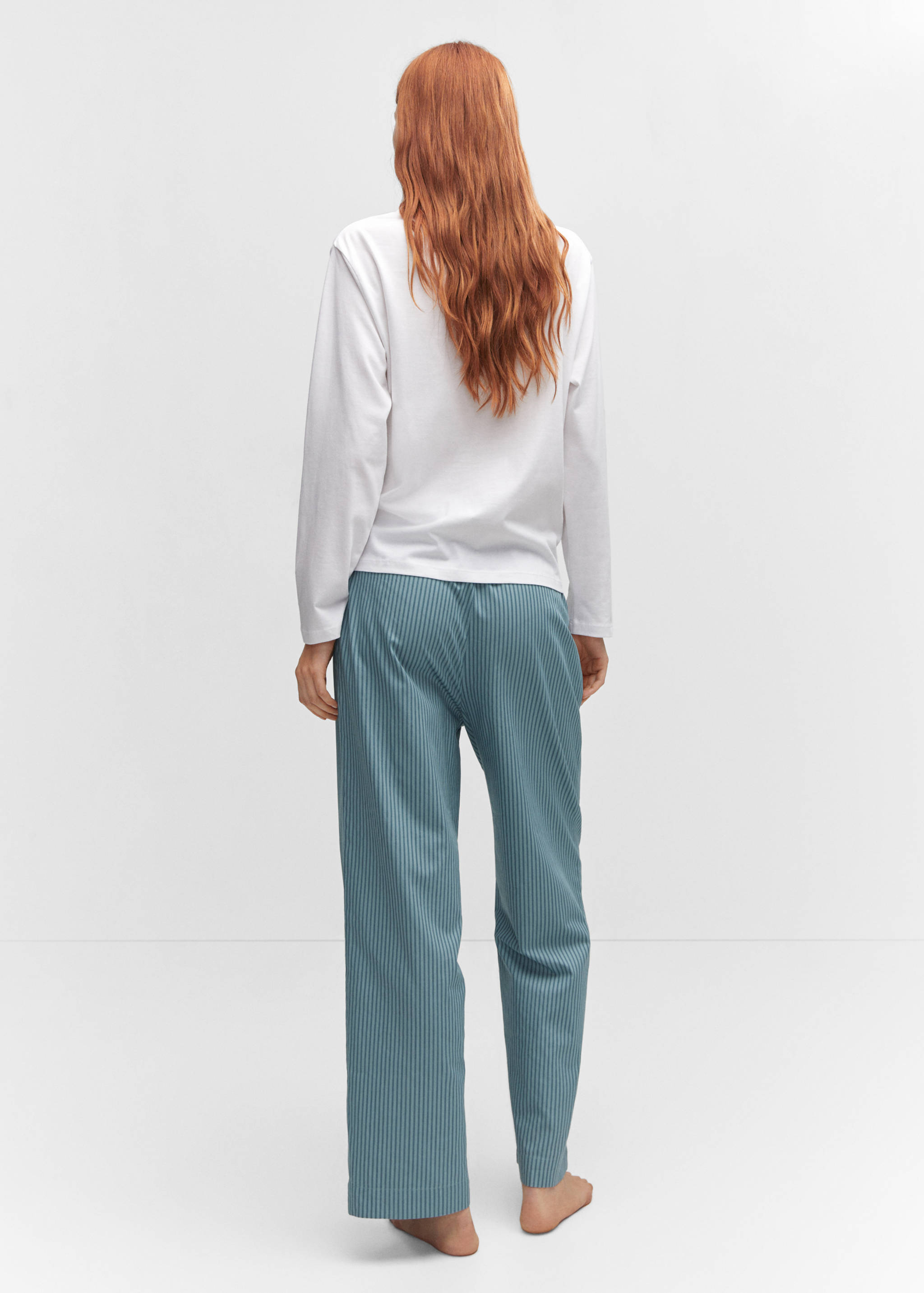 Pijama llarg cotó ratlles - Revers de l'article