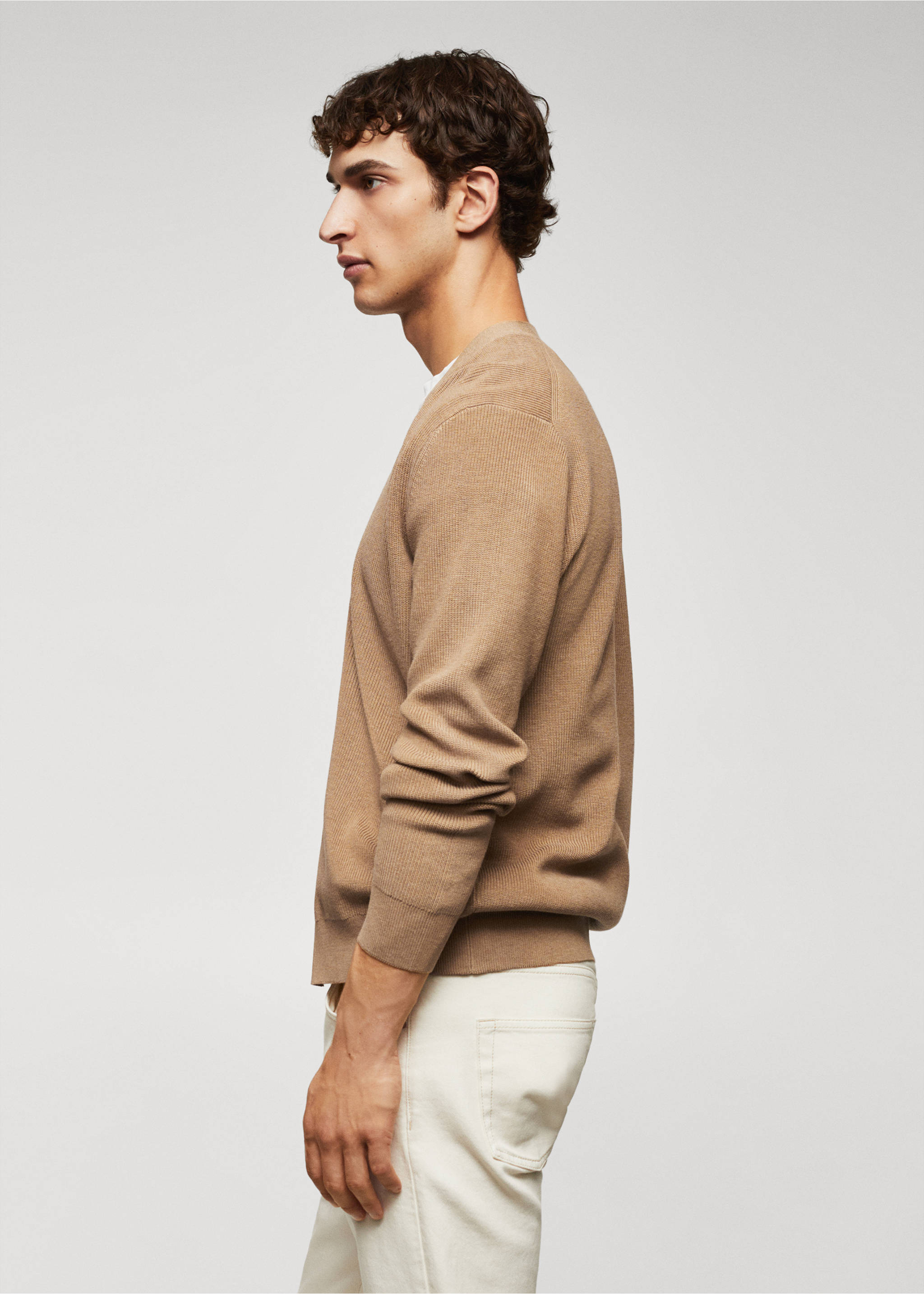 Strukturierter Baumwoll-Cardigan - Detail des Artikels 2, Beige. Ref: 57064401-00.