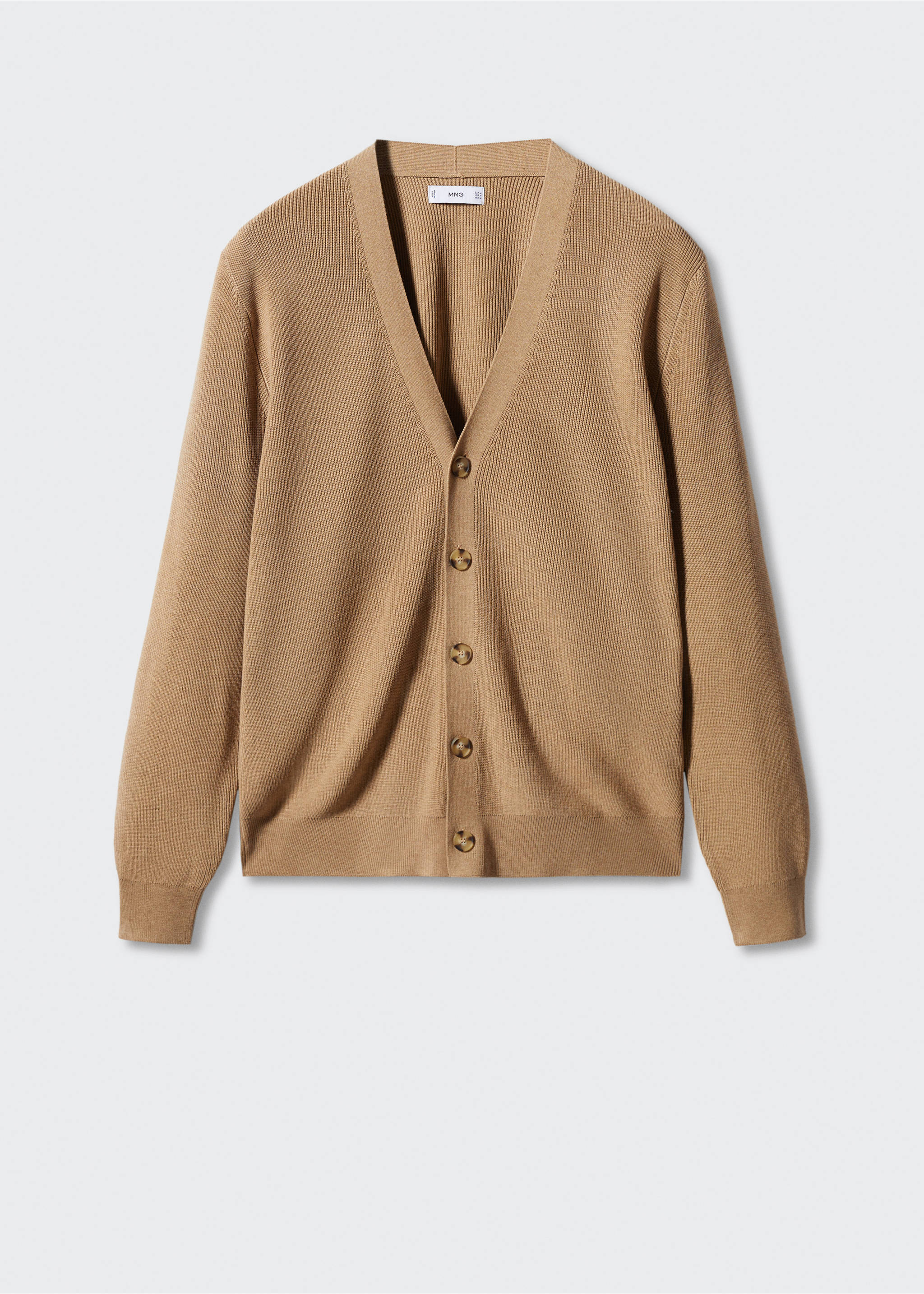 Strukturierter Baumwoll-Cardigan - Artikel ohne Model, Beige. Ref: 57064401-00.