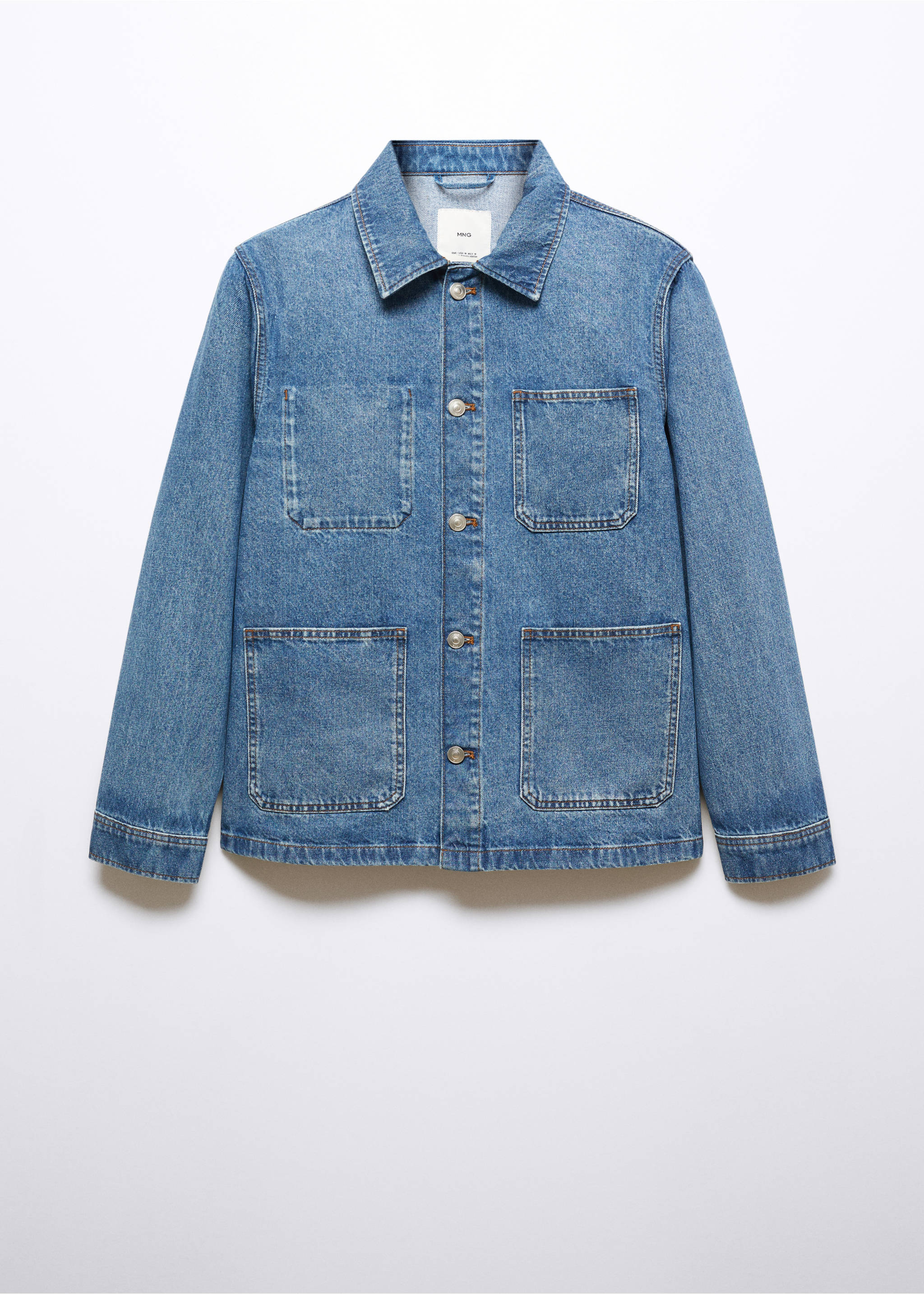 Cotton denim overshirt with pockets - Article without model, Dark Blue. Ref: 57064415-00.