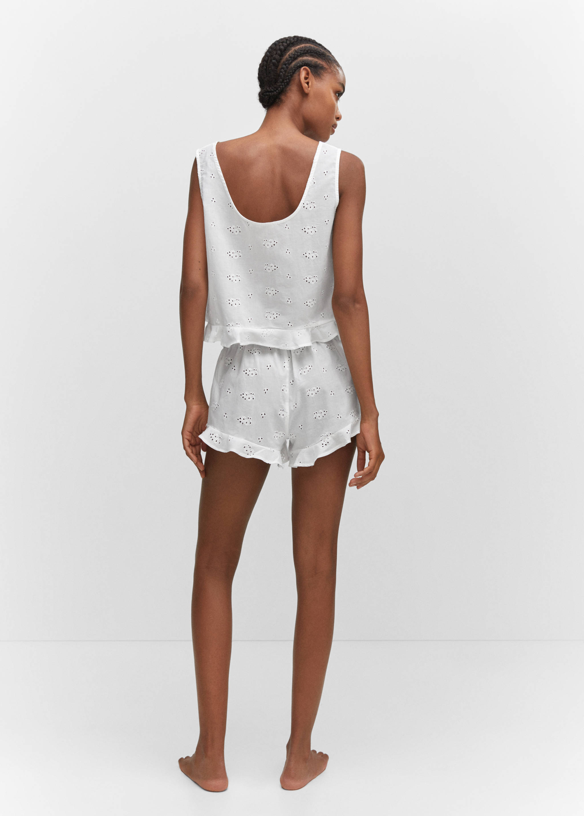 Cotton pyjama top with openwork details - Reverse of the article