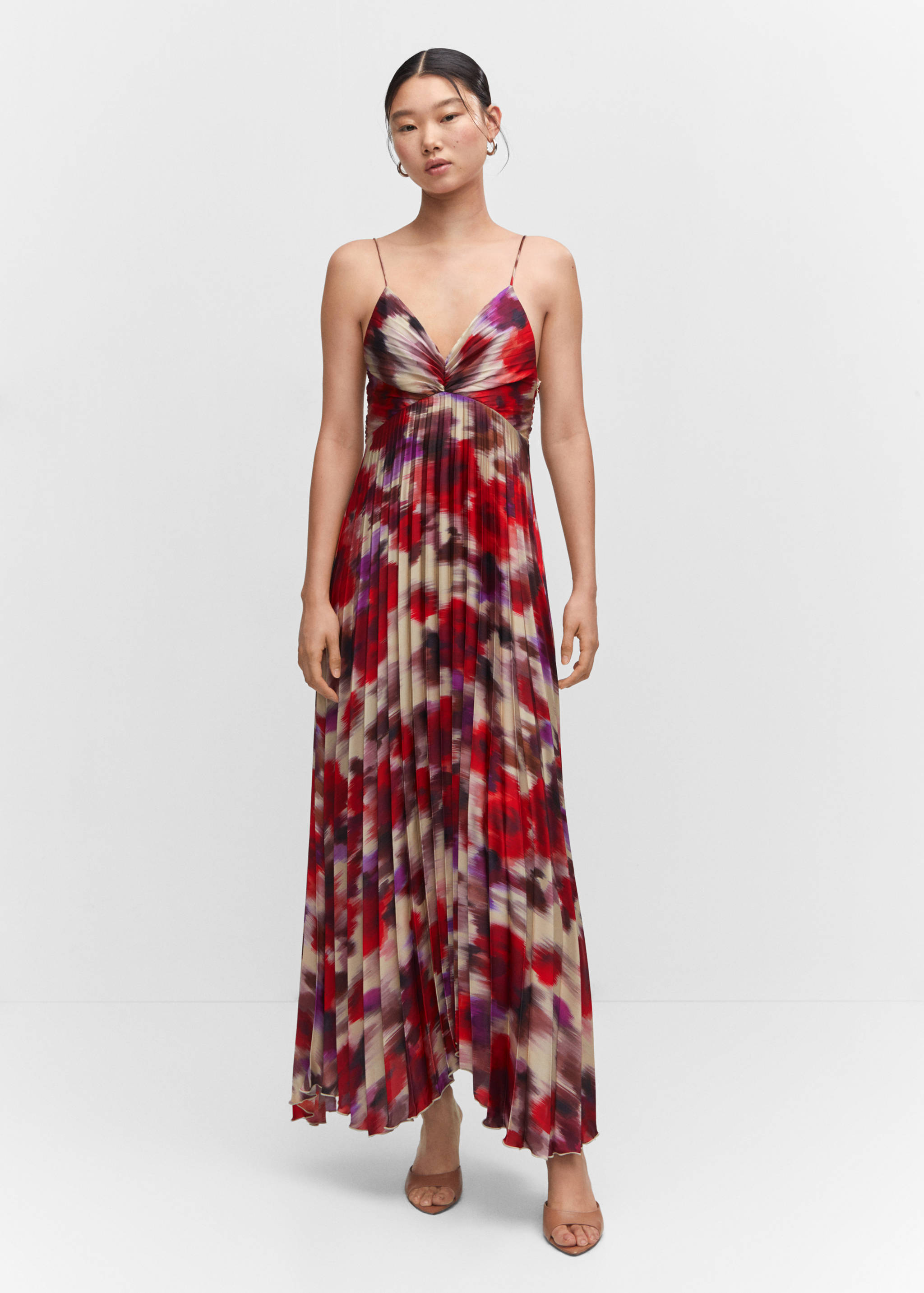 Satiniertes Plissée-Kleid - Allgemeine Ansicht