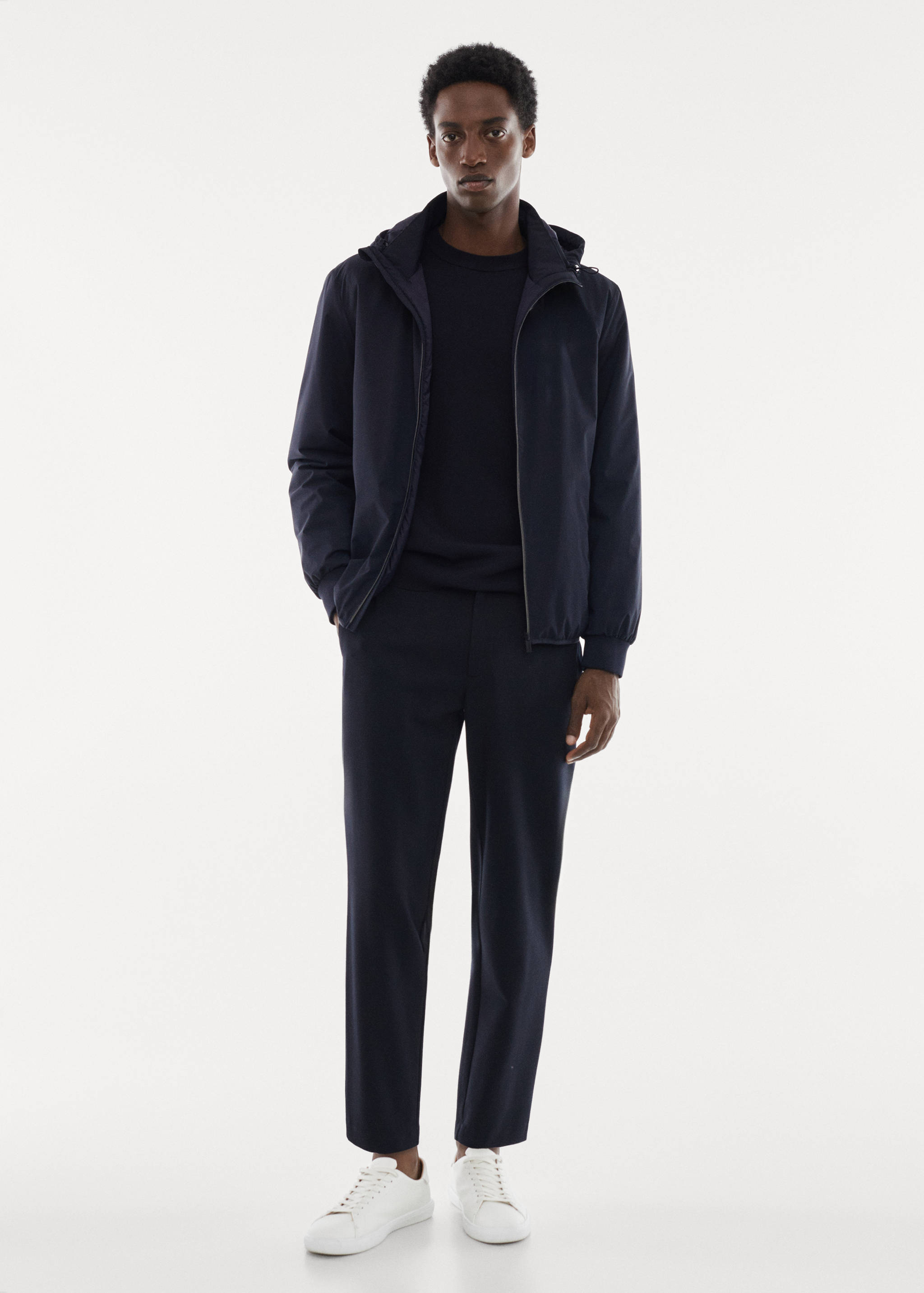 Waterafstotende gewatteerde jas met capuchon - Overzichtstekening