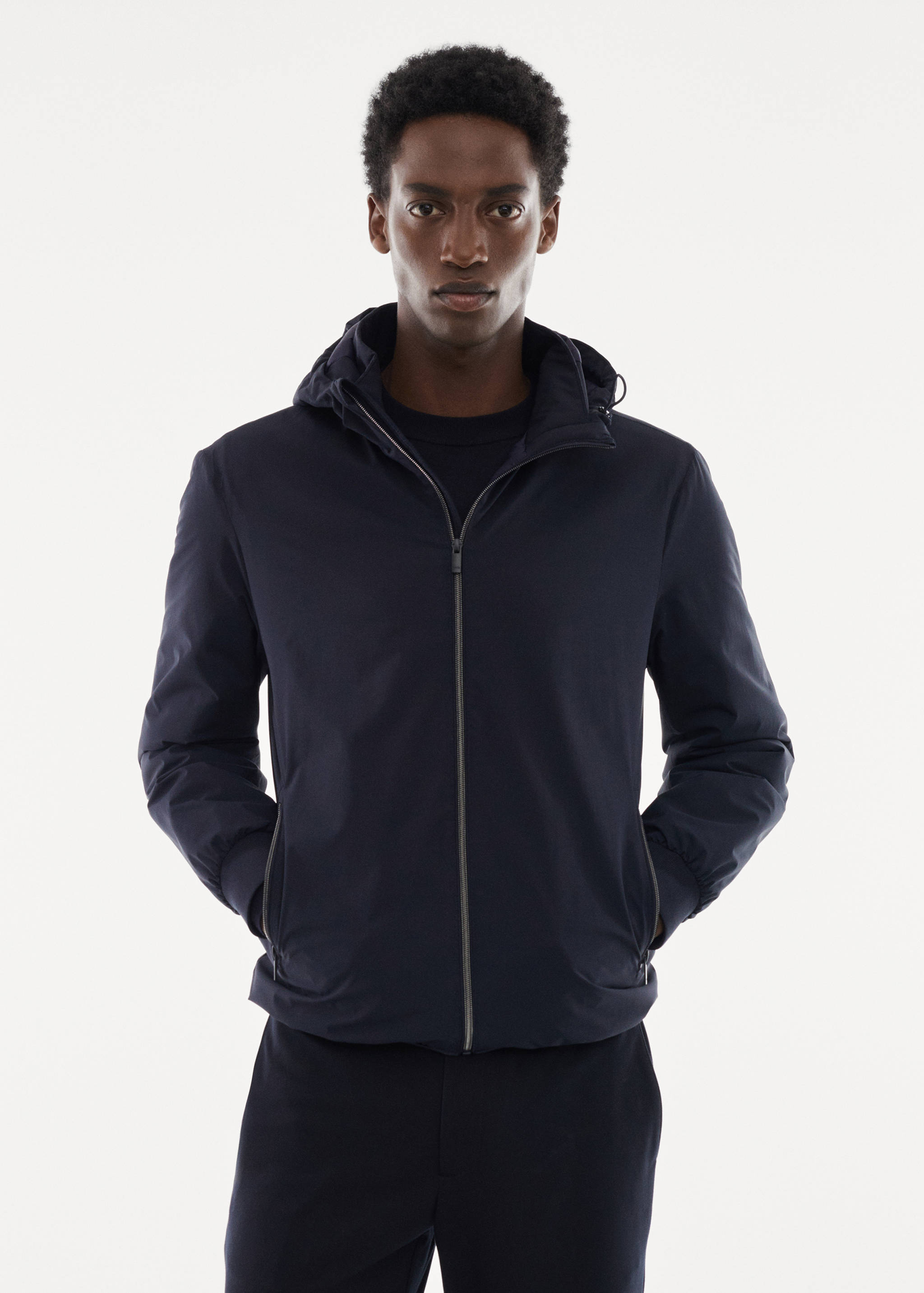 Waterafstotende gewatteerde jas met capuchon - Middenvlak