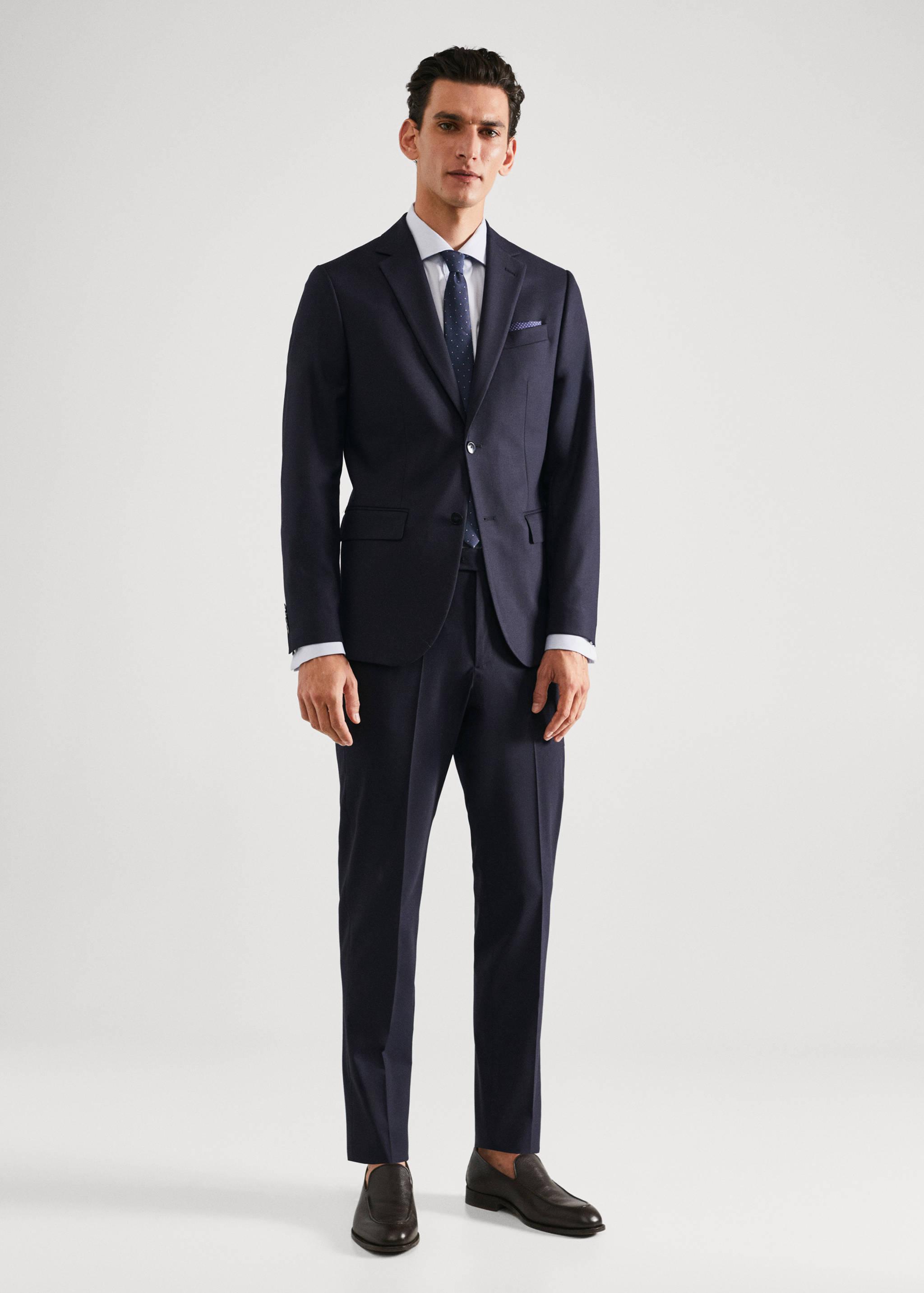 Wool slim-fit suit trousers - General plane