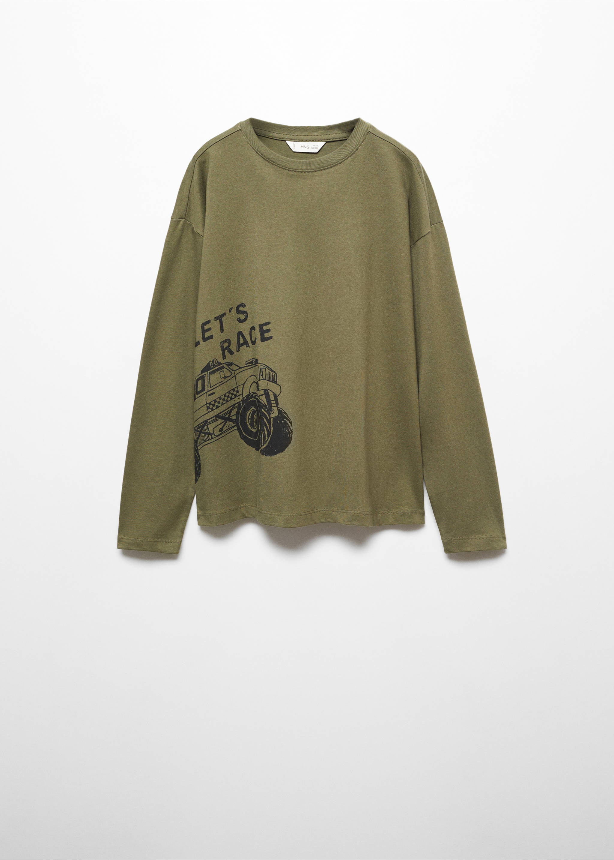 Printed cotton-blend T-shirt - Article without model, Khaki. Ref: 57064766-00.