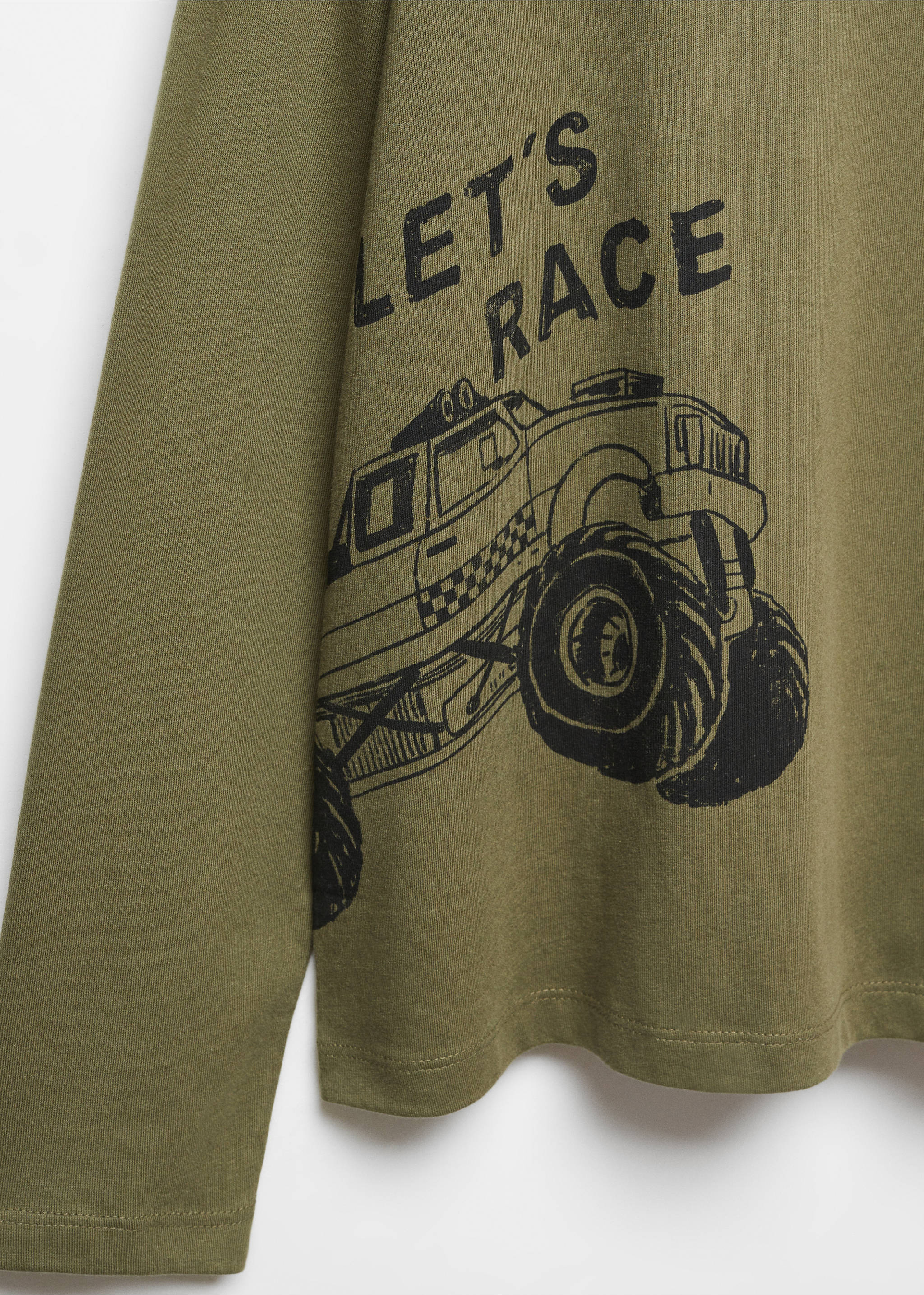 Printed cotton-blend T-shirt - Details of the article 8, Khaki. Ref: 57064766-00.