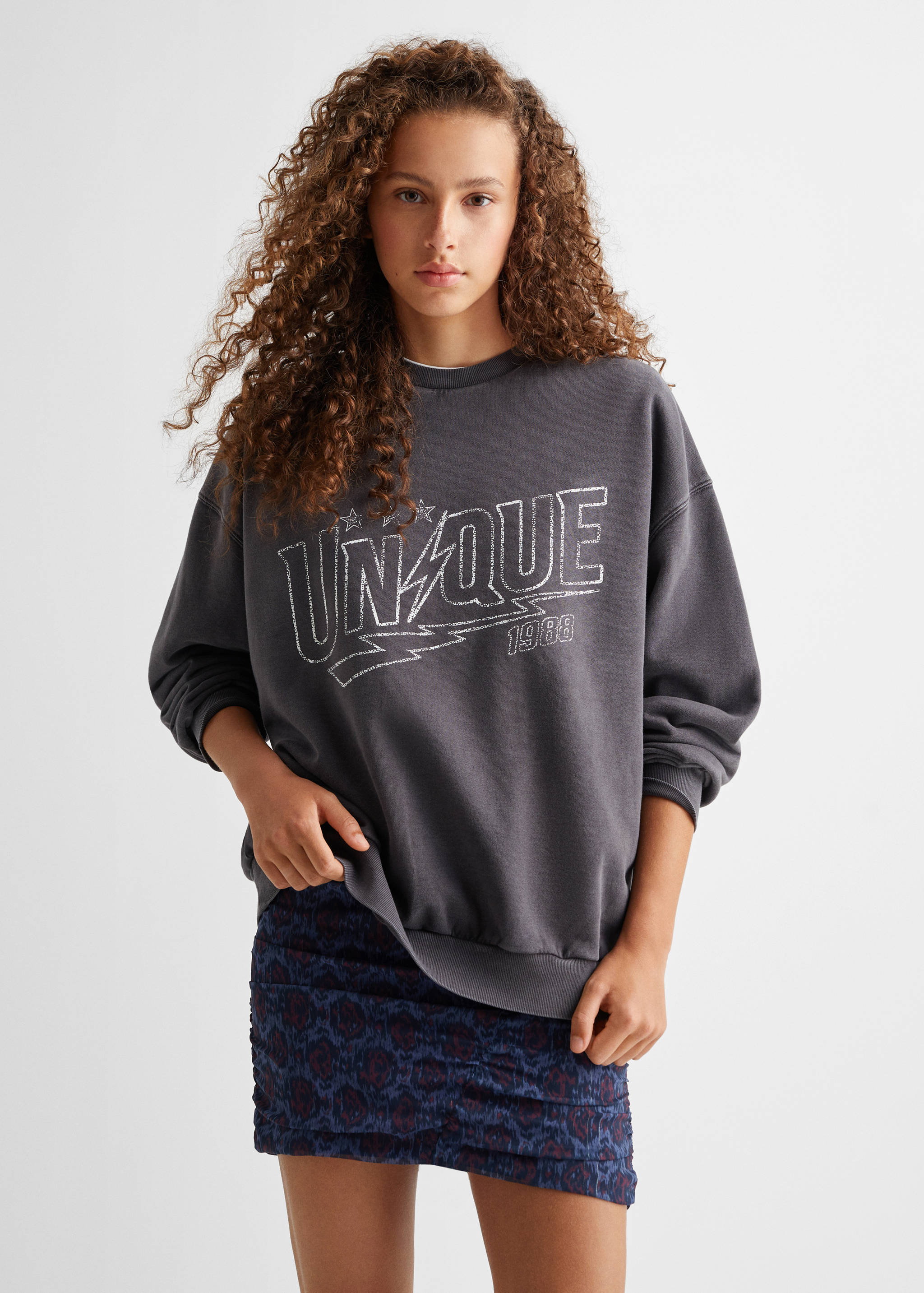 Sudadera algodón estampada - Plano medio