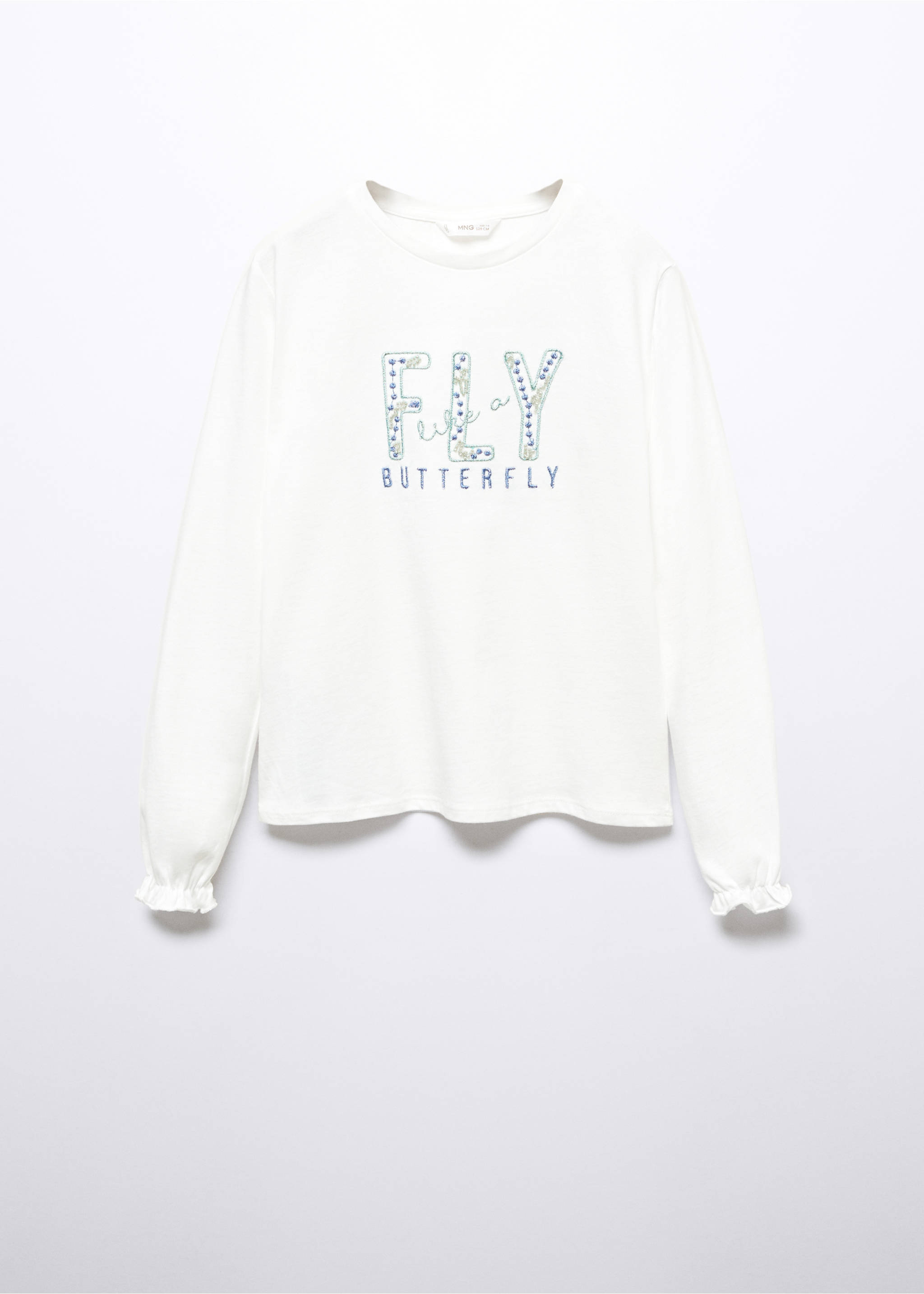Embroidered message T-shirt - Article without model, Off White. Ref: 57065148-00.