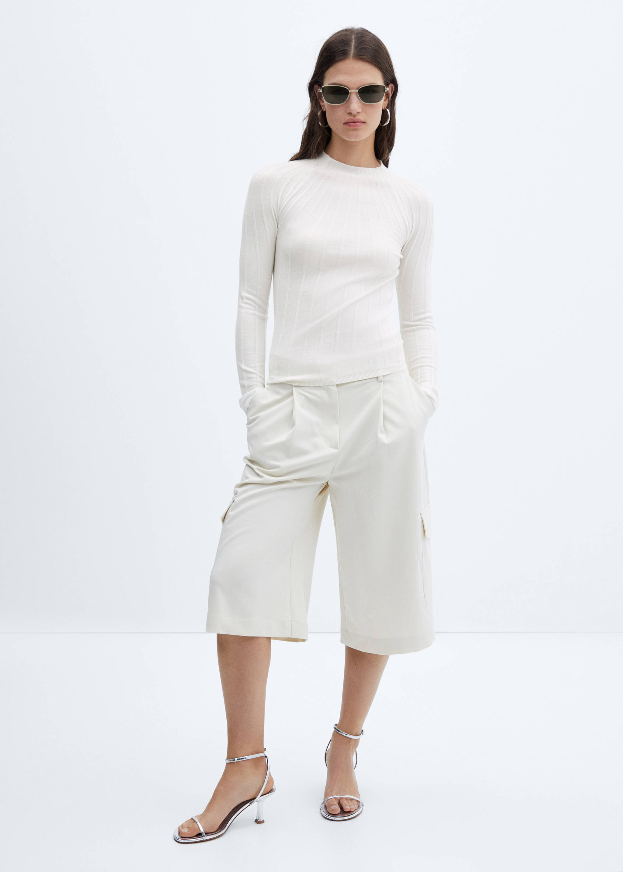 Ribbed sweater with perkins neck - General plane