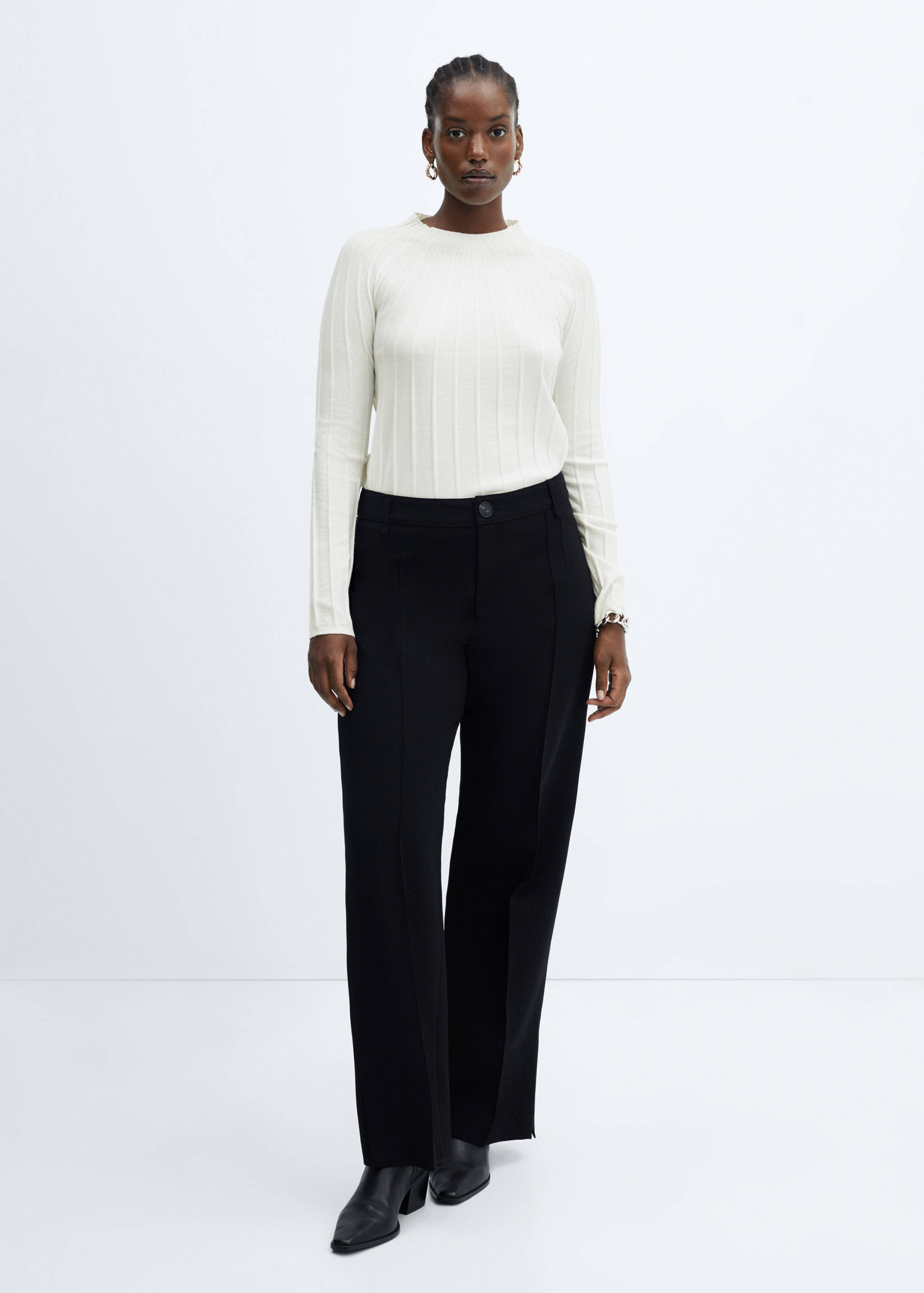 Ribbed sweater with perkins neck - Details of the article 6