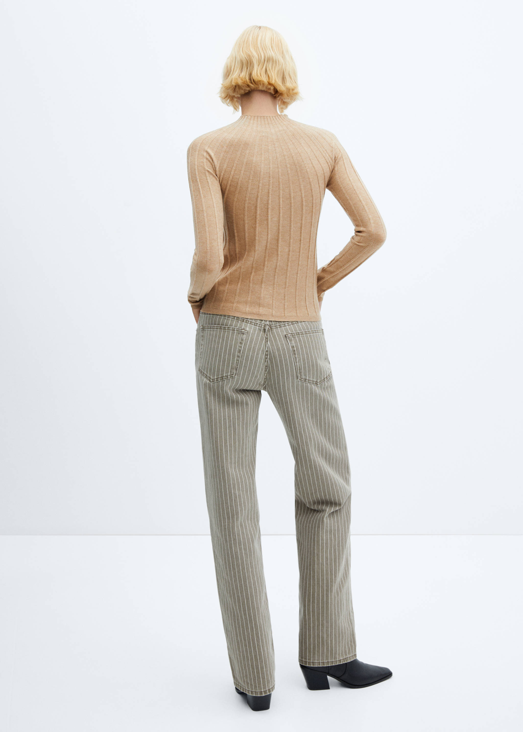 Ribbed sweater with perkins neck - Reverse of the article