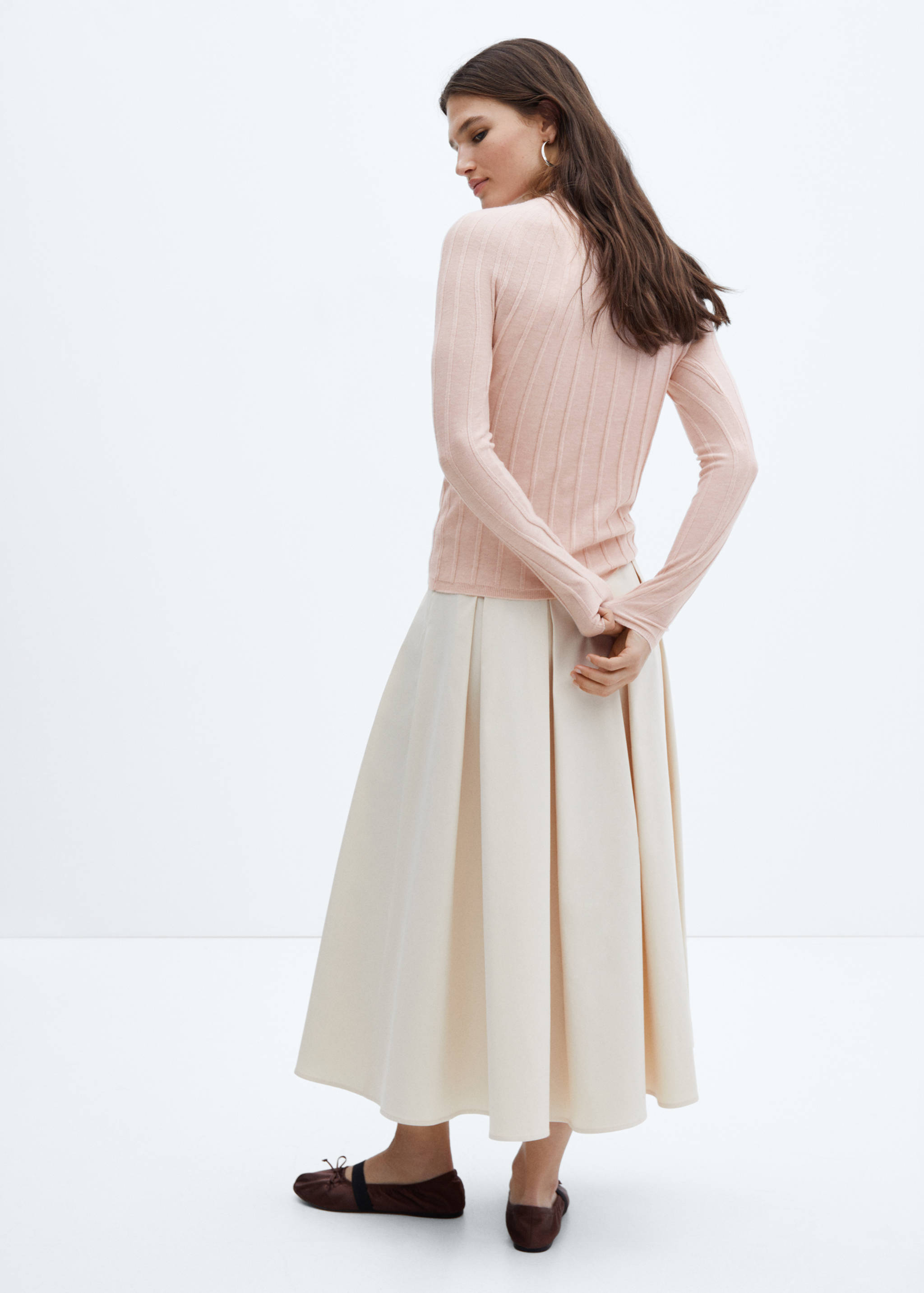 Ribbed sweater with perkins neck - Reverse of the article