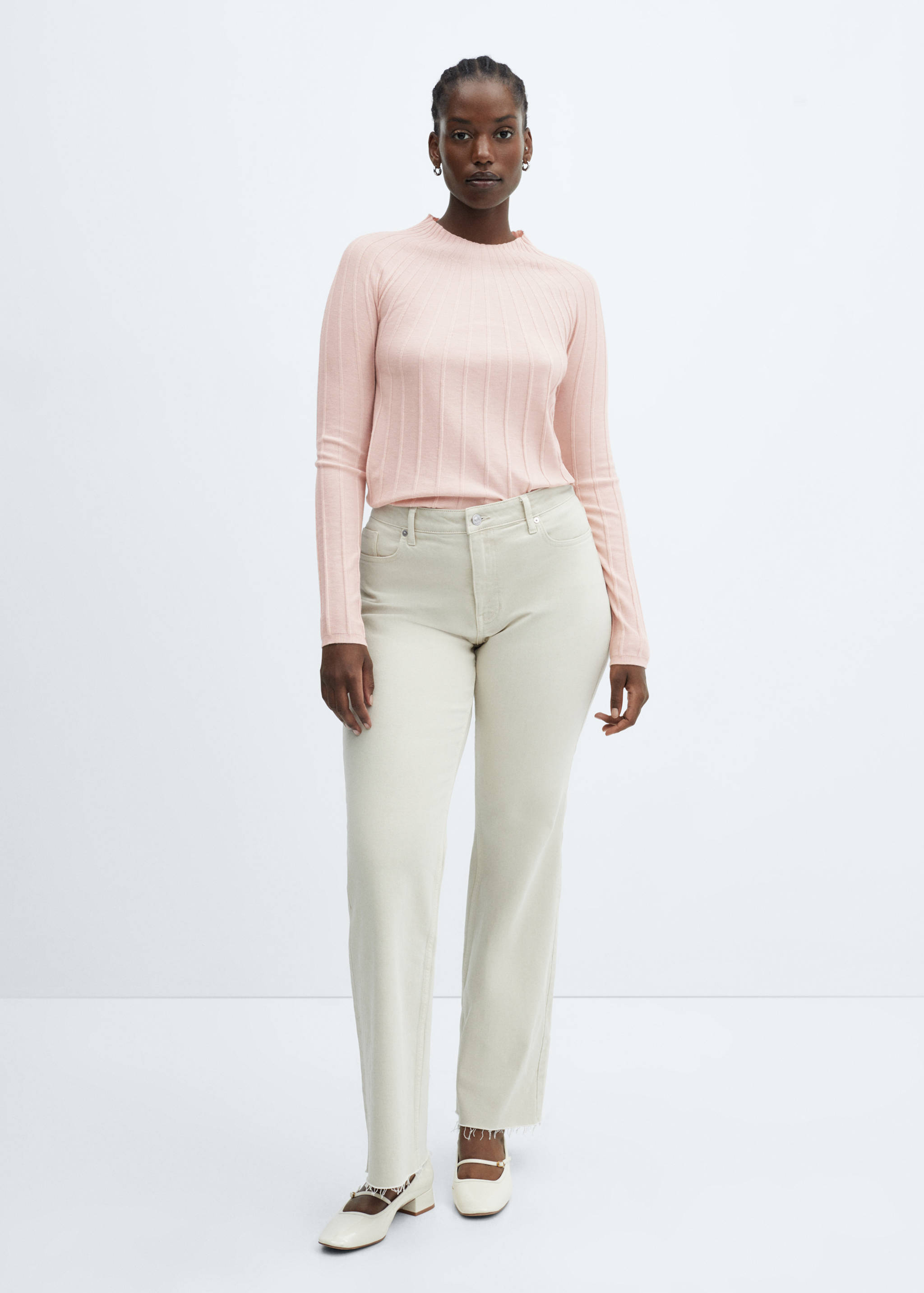 Ribbed sweater with perkins neck - Details of the article 6