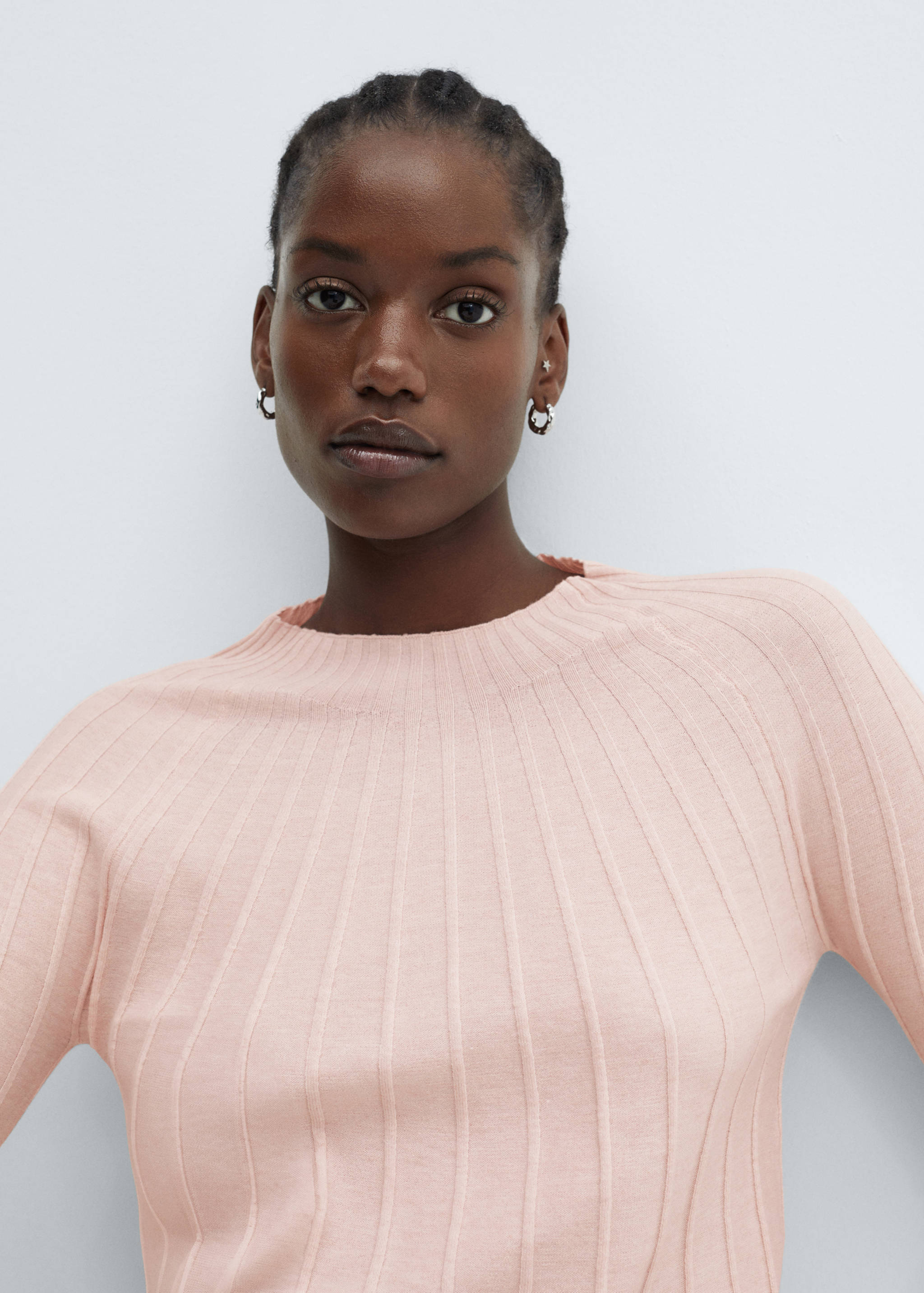 Ribbed sweater with perkins neck - Details of the article 4