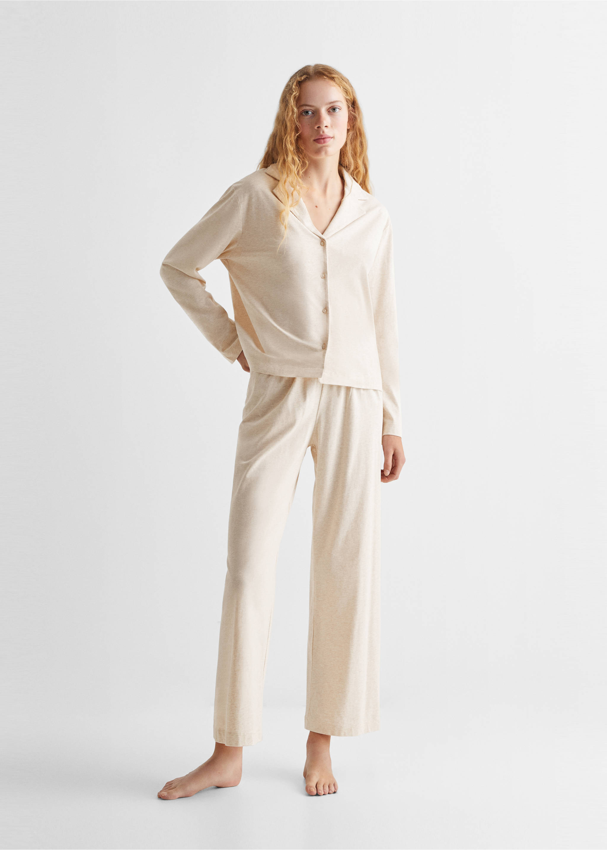 Cotton long pyjamas - General plane, Beige. Ref: 57065795-00.