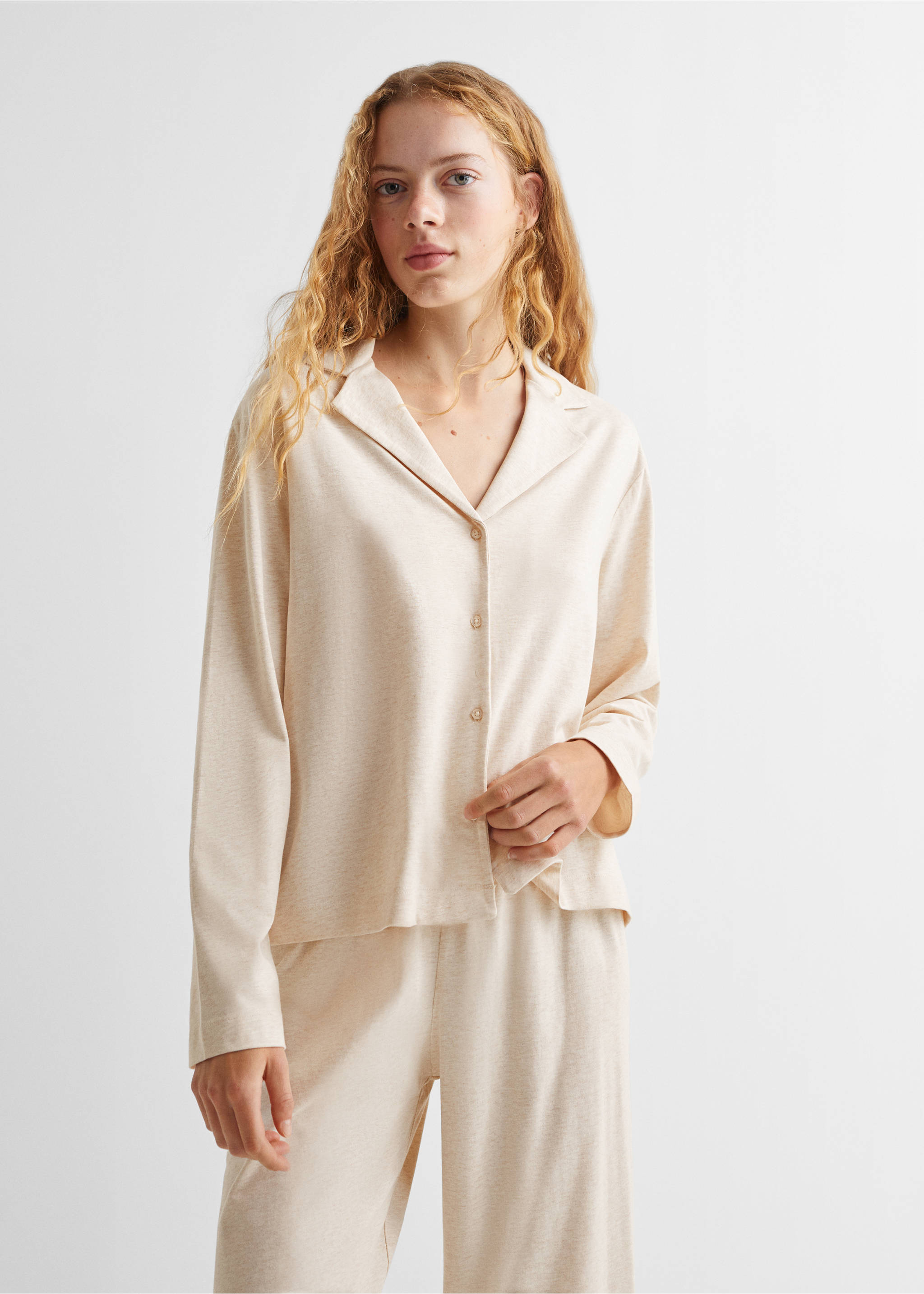Cotton long pyjamas - Medium plane, Beige. Ref: 57065795-00.