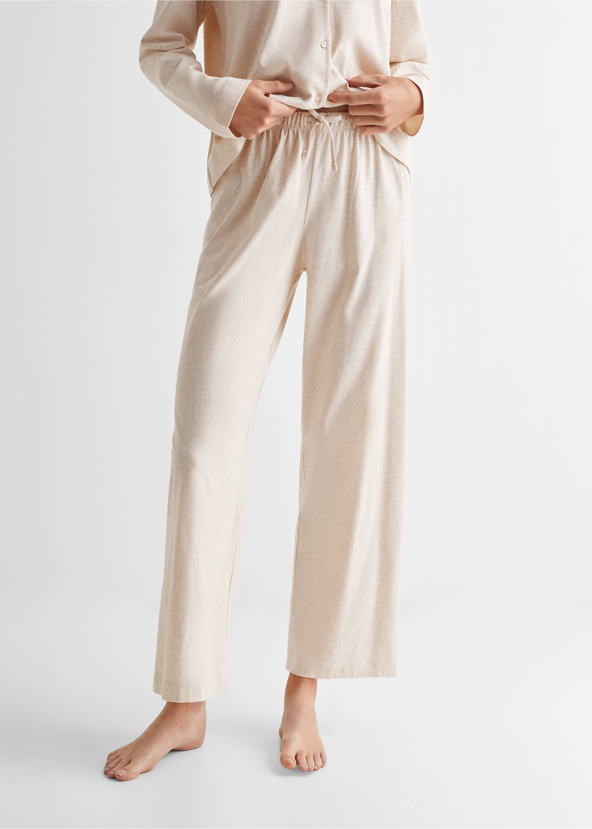 Cotton long pyjamas - Details of the article 6, Beige. Ref: 57065795-00.