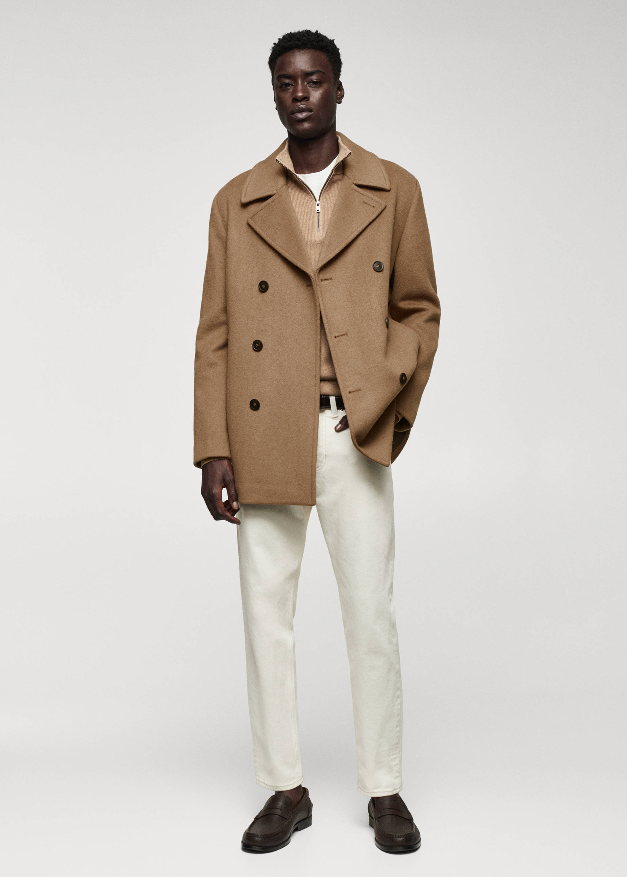 Manteau croisé laine recyclée - Plan général