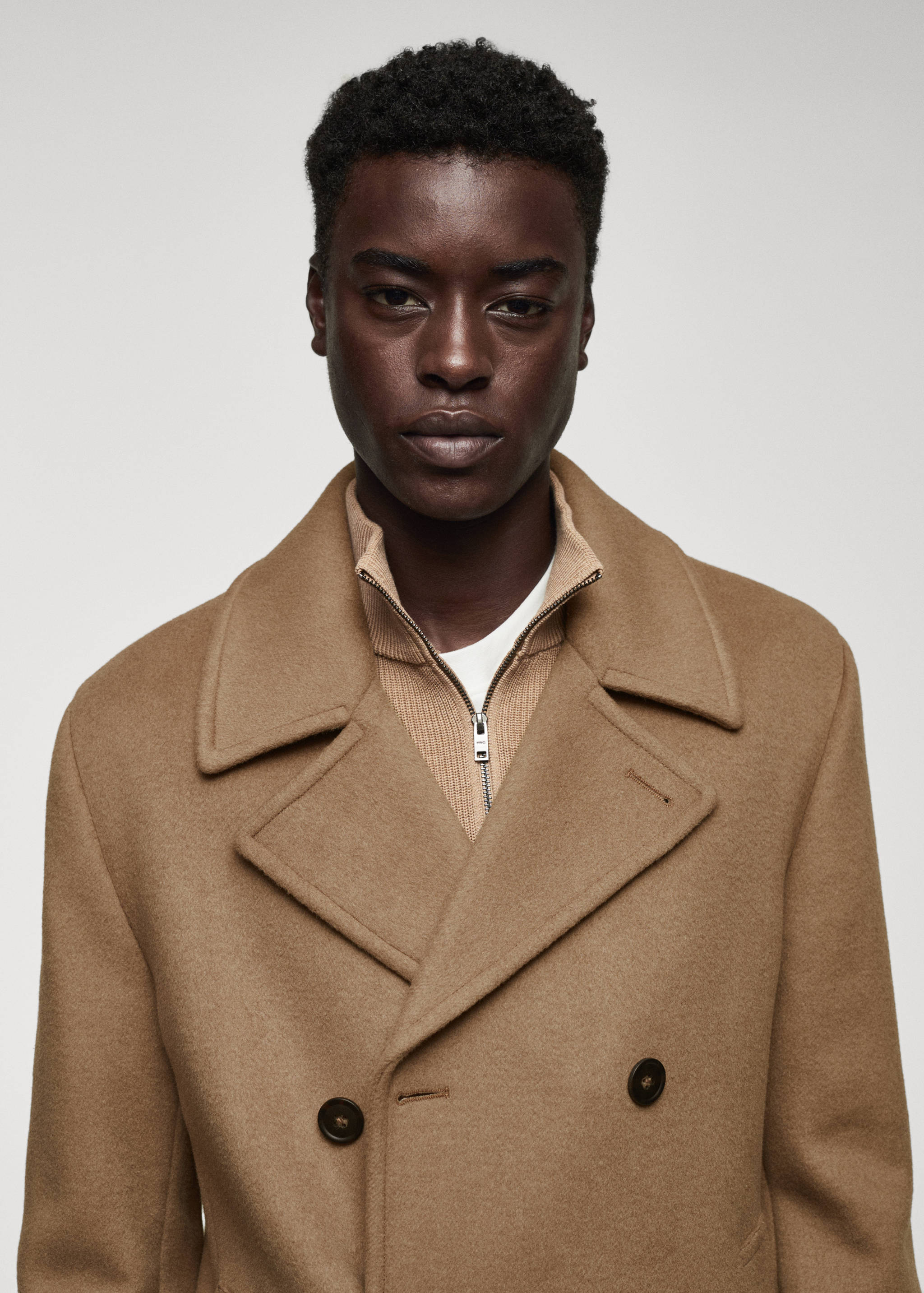 Manteau croisé laine recyclée - Détail de l'article 1