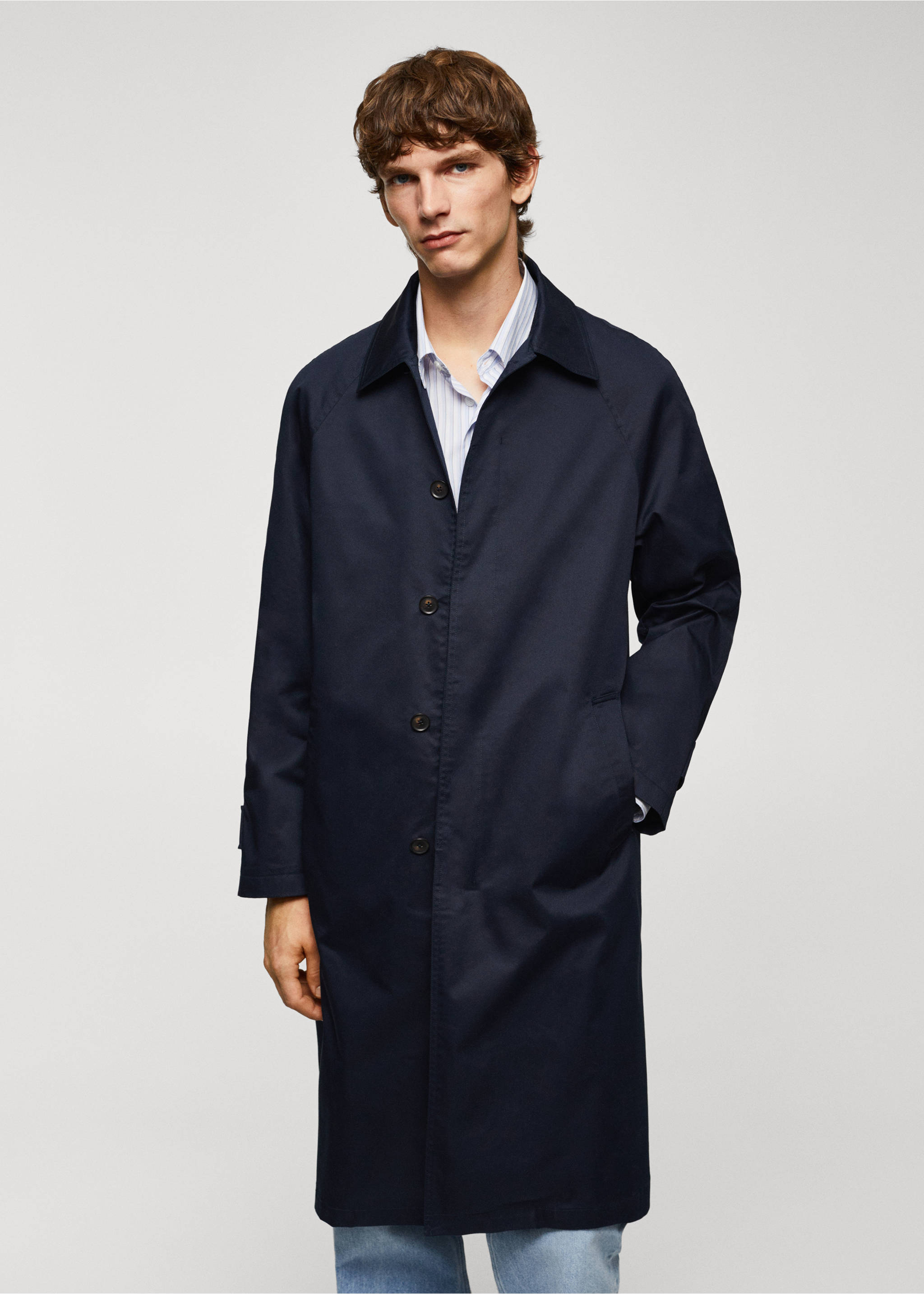 Relaxed-fit cotton trench coat - Medium plane, Dark Navy. Ref: 57065948-00.