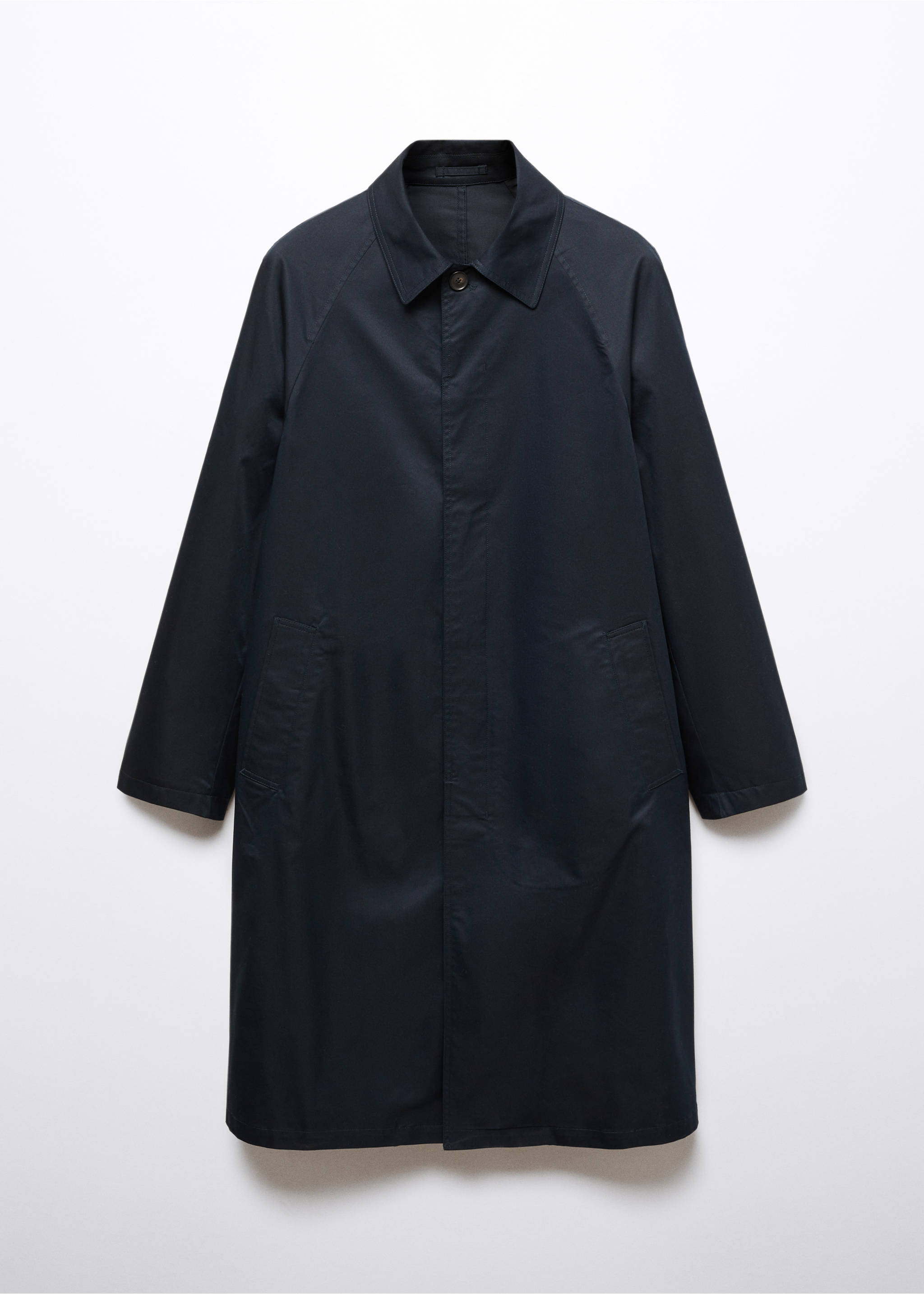 Trenchcoat i bomull relaxed fit - Artikel utan modell, Navy blå. Ref: 57065948-00.