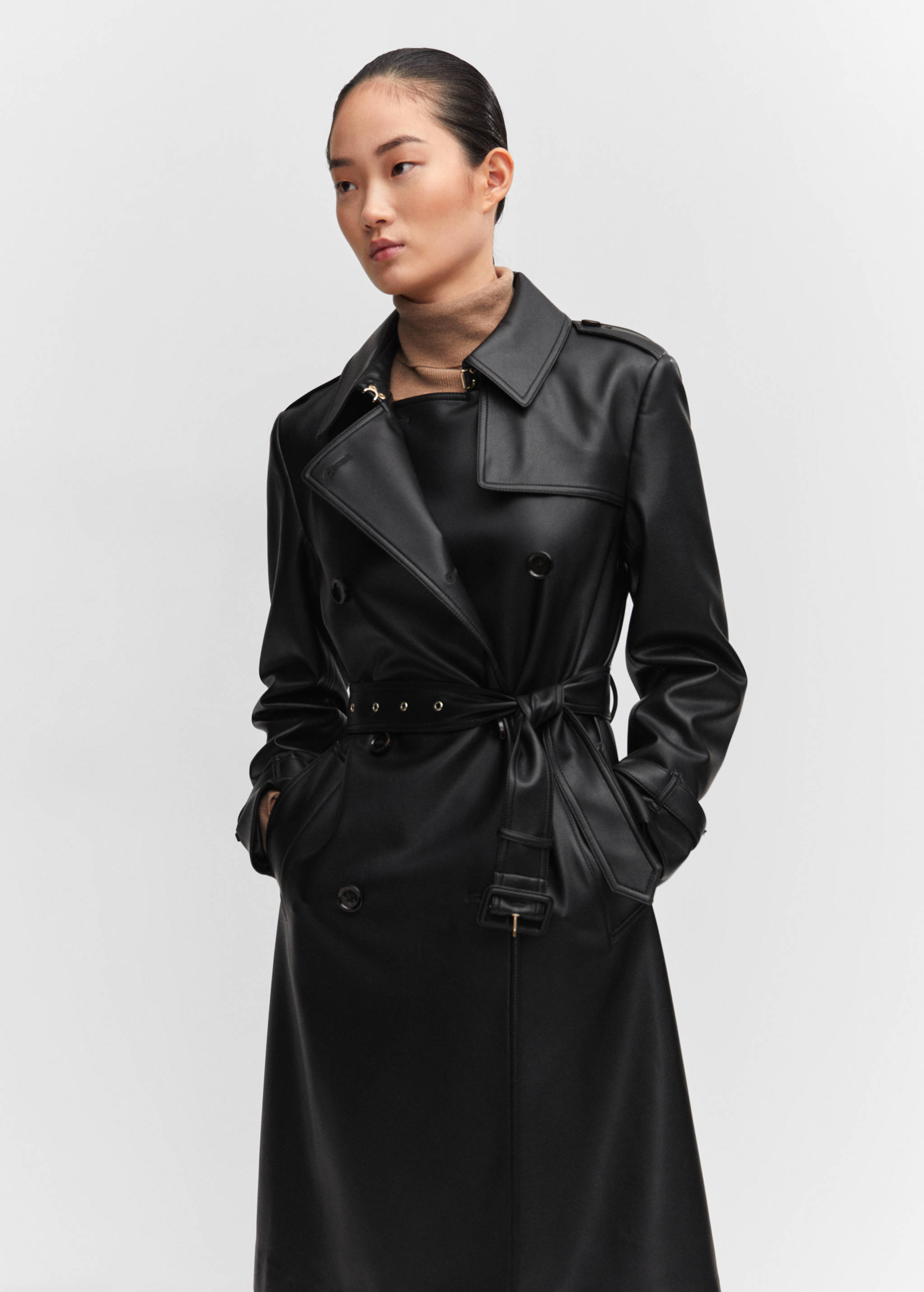 Faux-leather trench coat - Medium plane