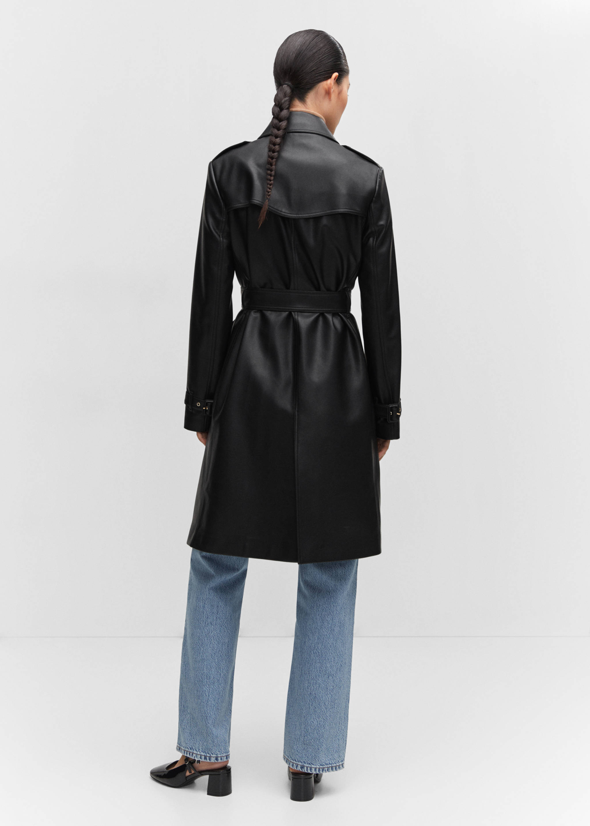 Faux-leather trench coat - Reverse of the article