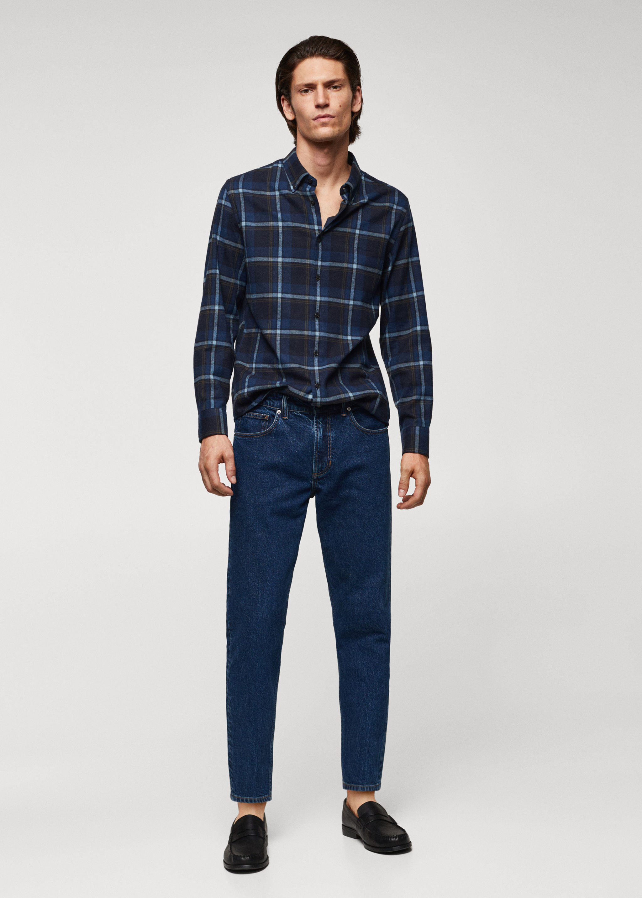 Camisa regular fit franel·la quadres - Pla general