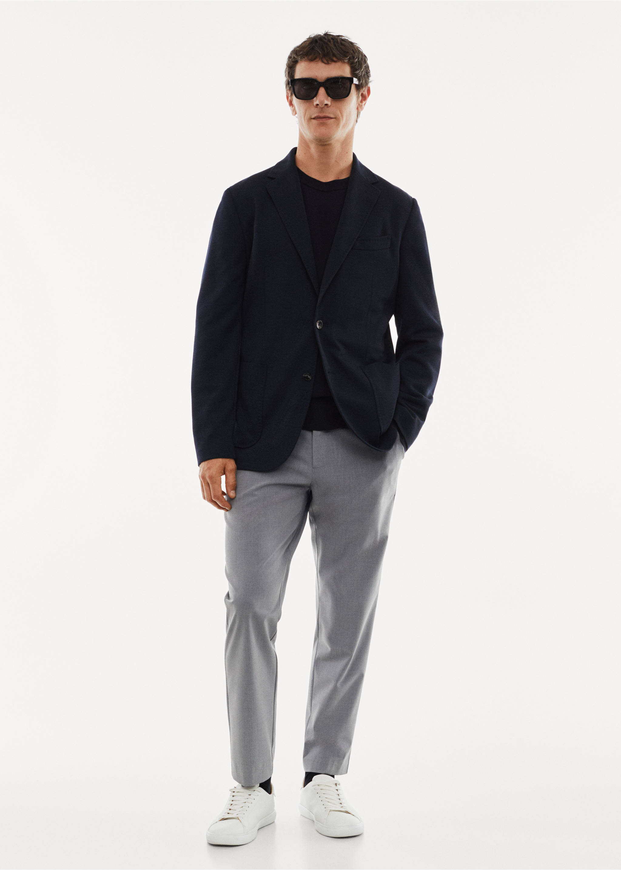 Comfort-Stretch-Wollblazer - Allgemeine Ansicht, Marineblau. Ref: 57065958-00.