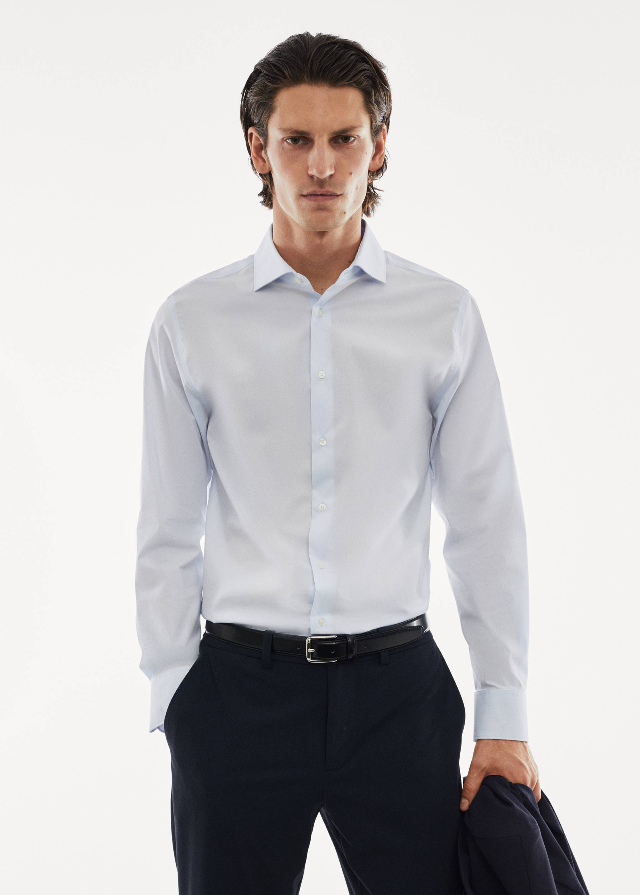 Stretch micro-structure suit shirt - Medium plane