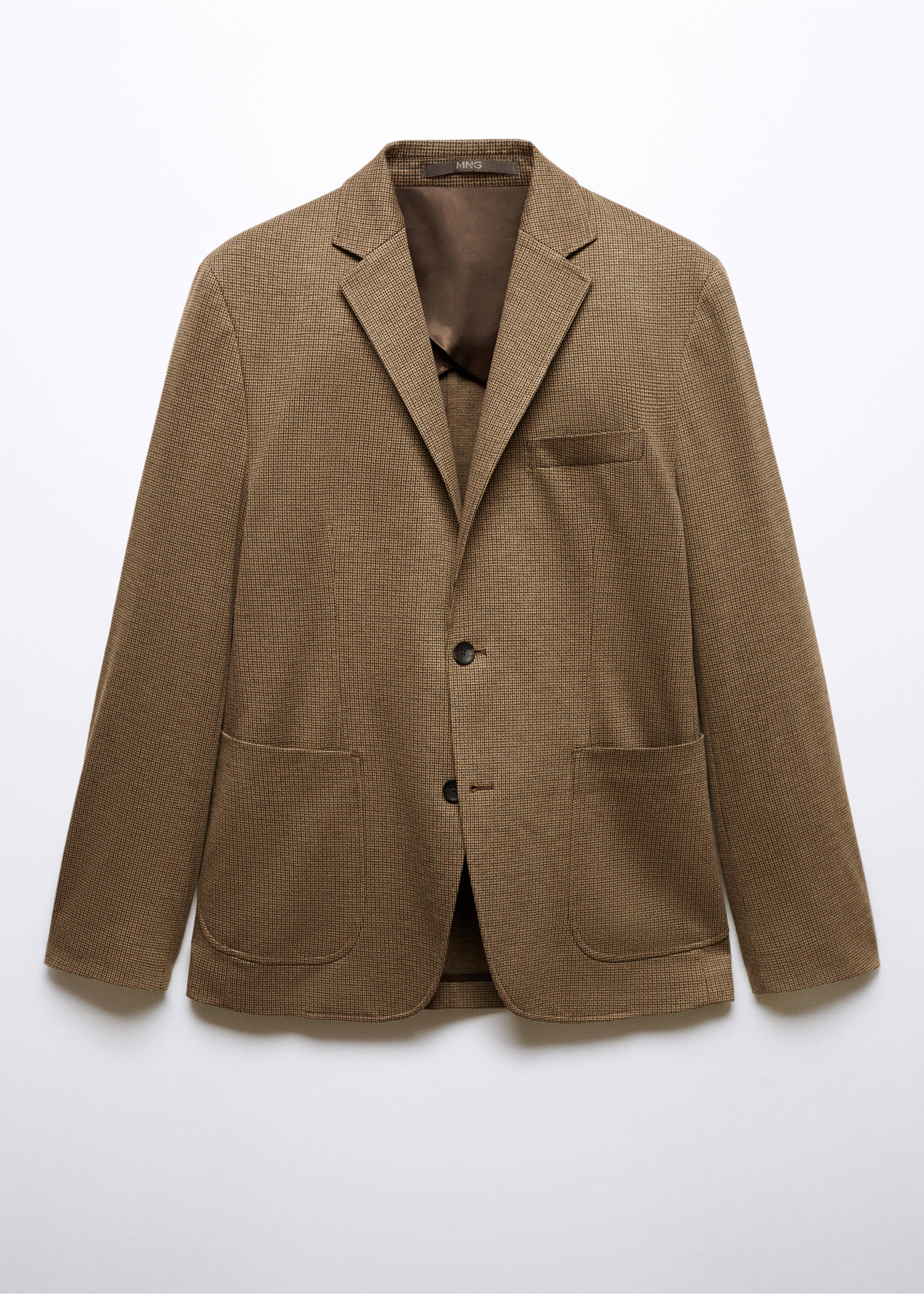 Slim Fit-Sakko mit Mikro-Hahnentrittmuster - Artikel ohne Model, Beige. Ref: 57065960-00.