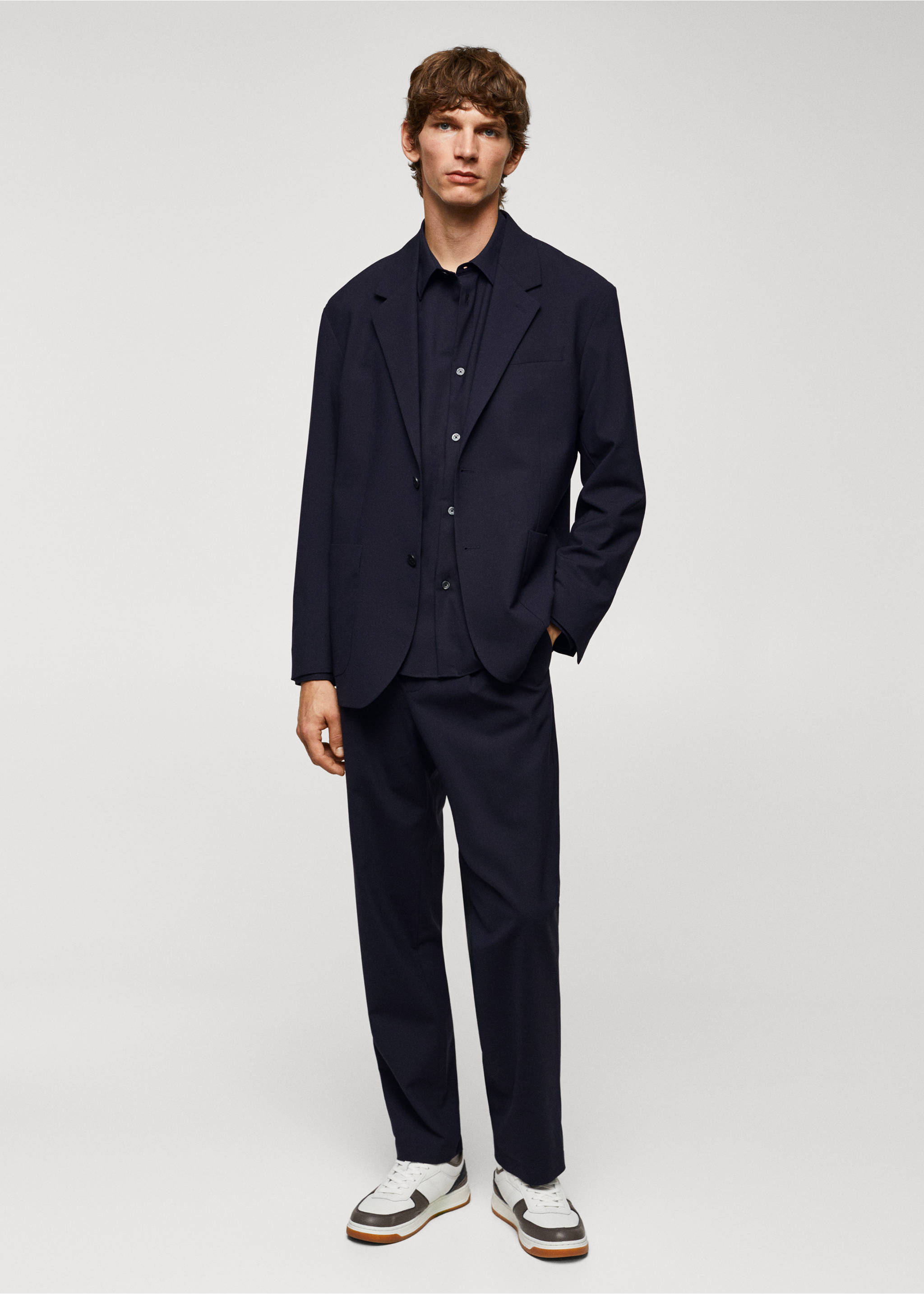 Relaxed Fit-Blazer aus Wolle - Allgemeine Ansicht, Marineblau. Ref: 57065961-00.