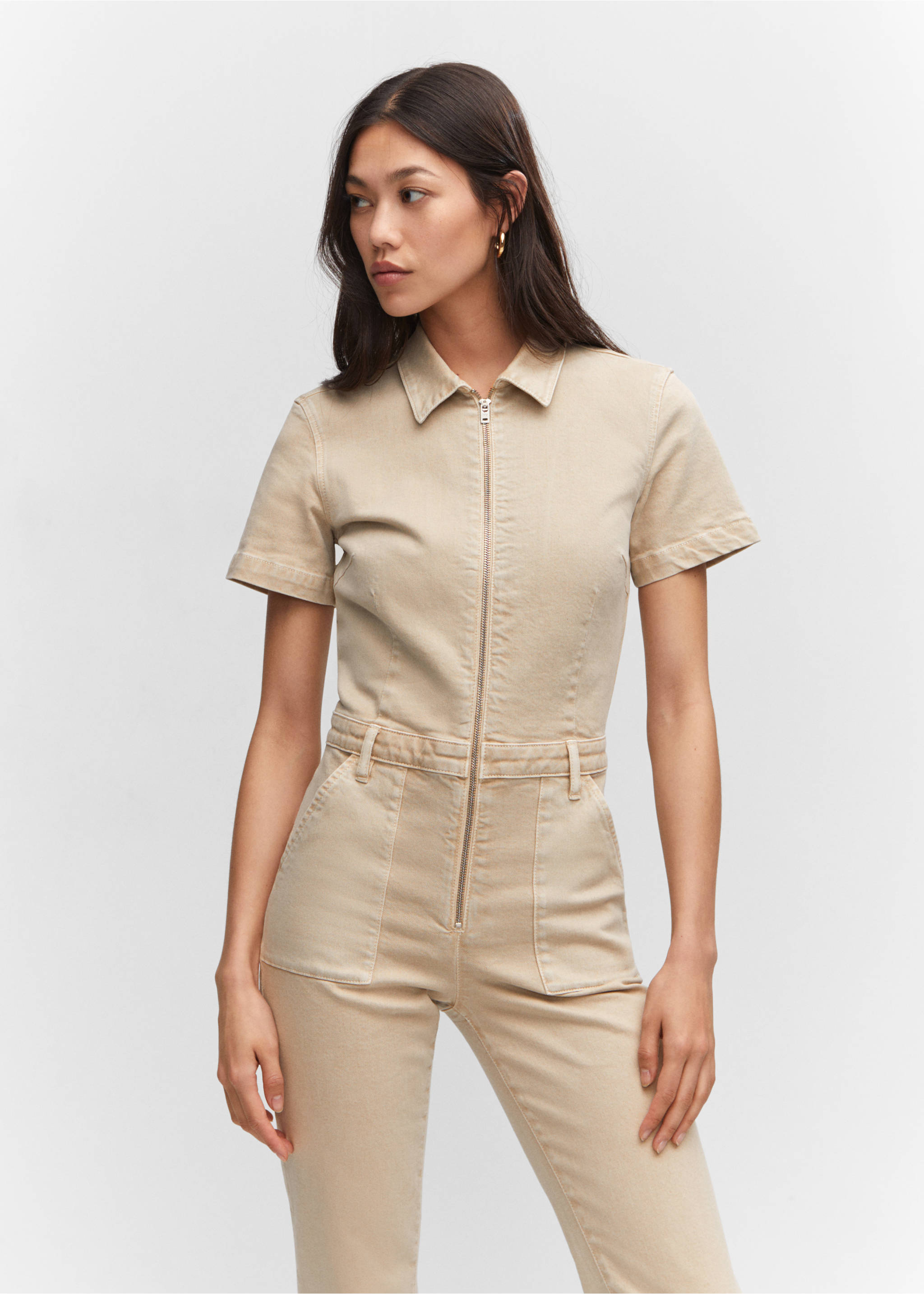 Mono vaquero cremallera - Plano medio, Arena. Ref: 57065965-00.