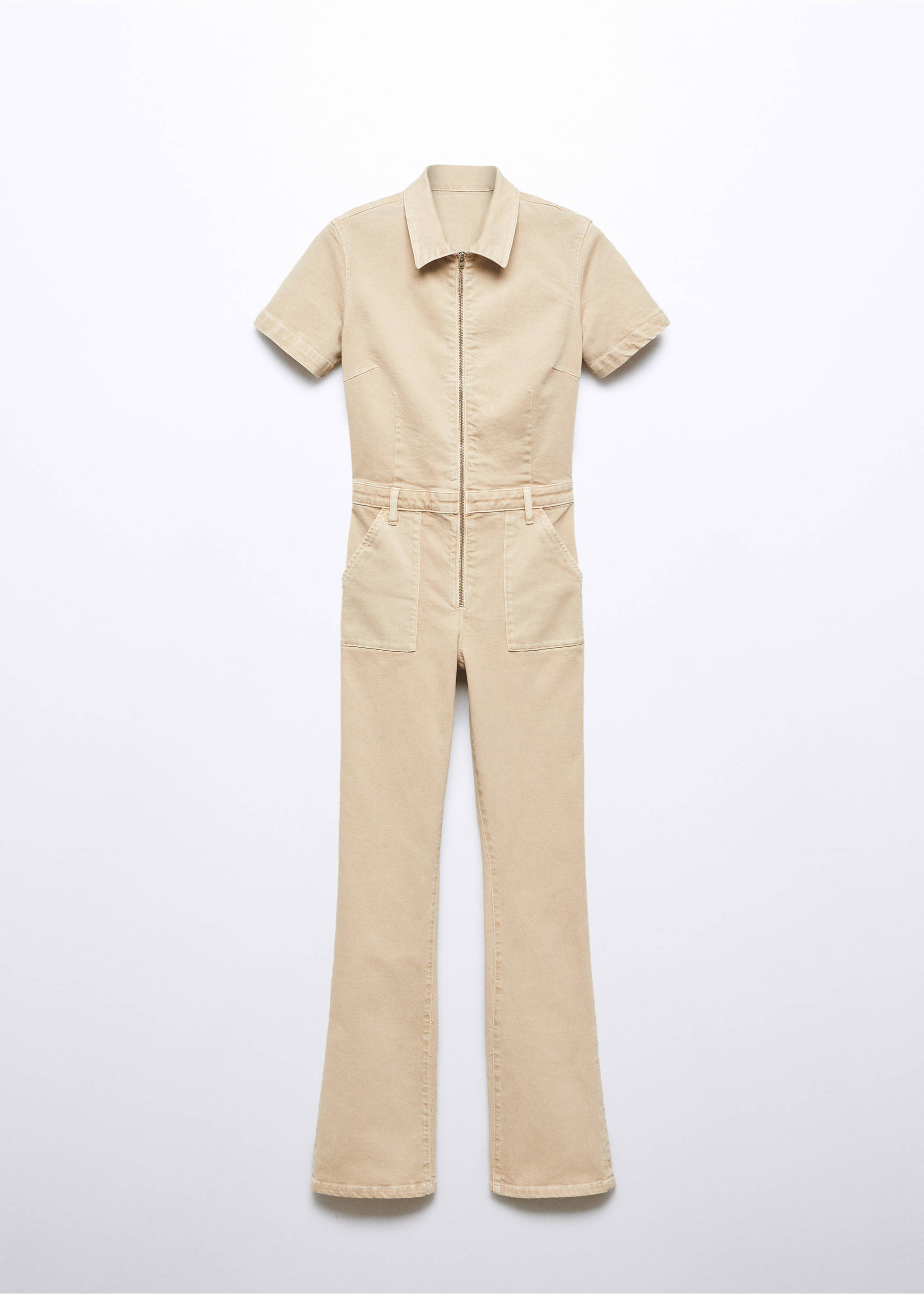 Denim zipper jumpsuit - Article without model, Sand. Ref: 57065965-00.