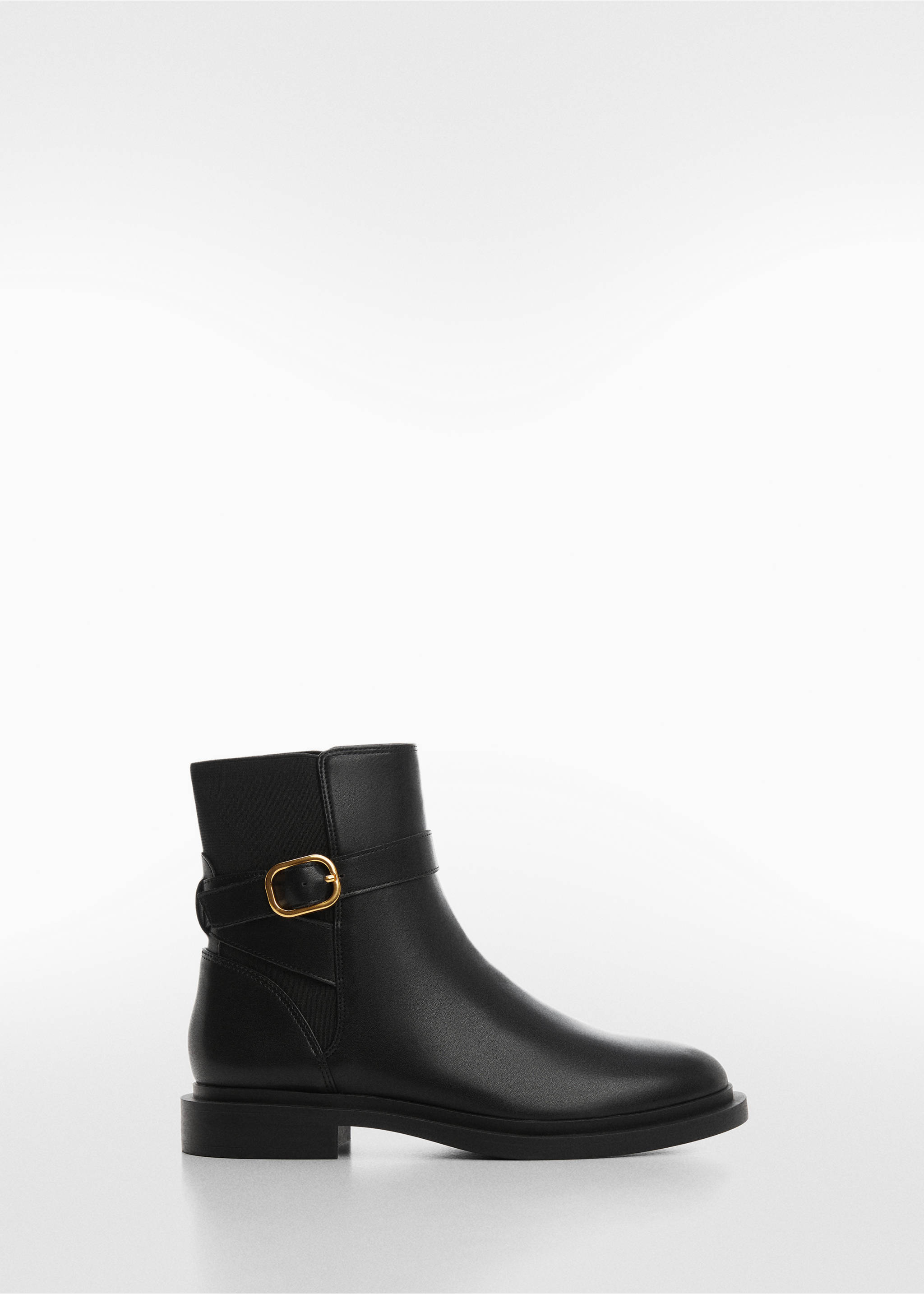 Ankle boots with elastic panel and buckle - Article without model, Black. Ref: 57065971-00.