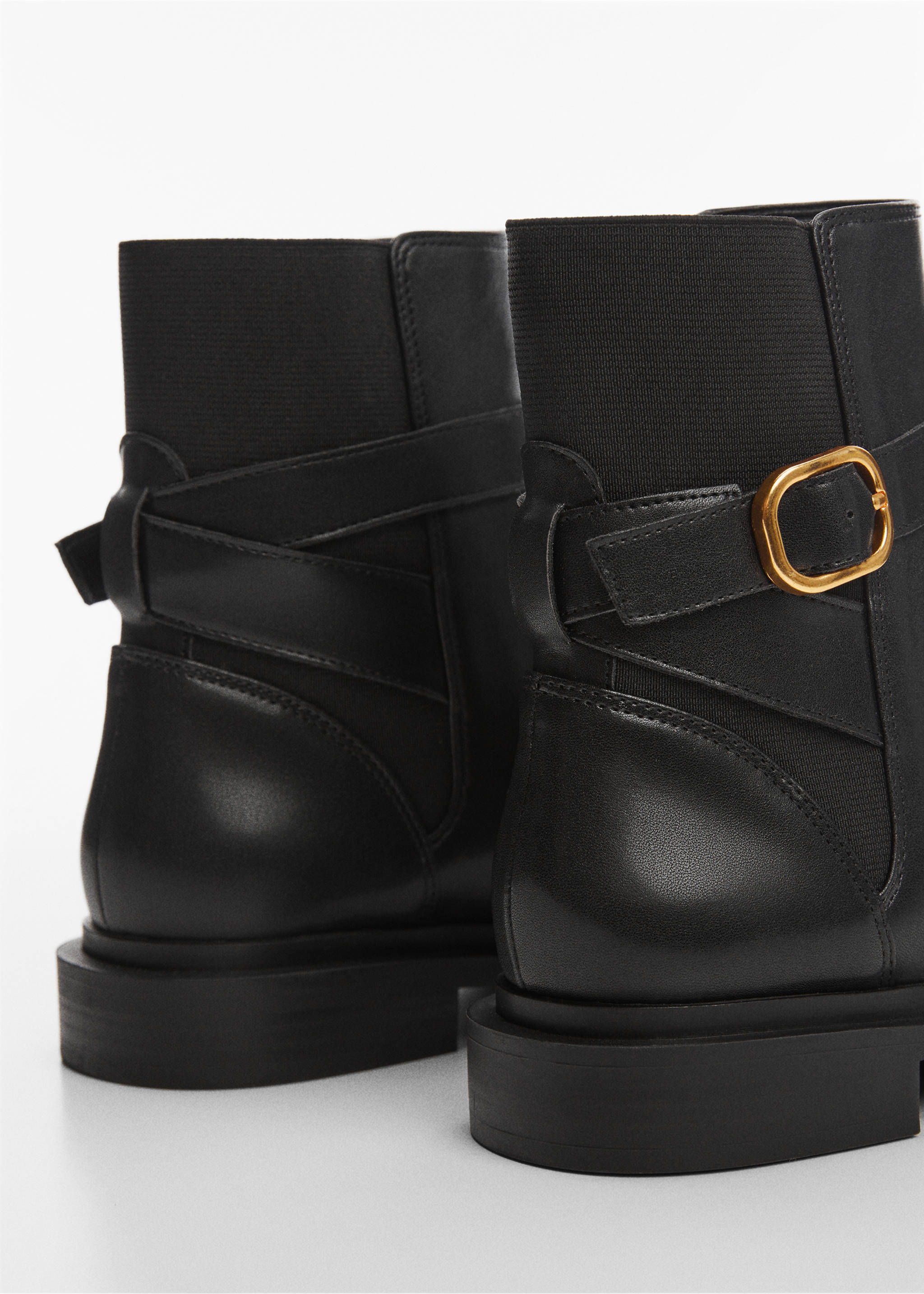 Ankle boots with elastic panel and buckle - Details of the article 1, Black. Ref: 57065971-00.